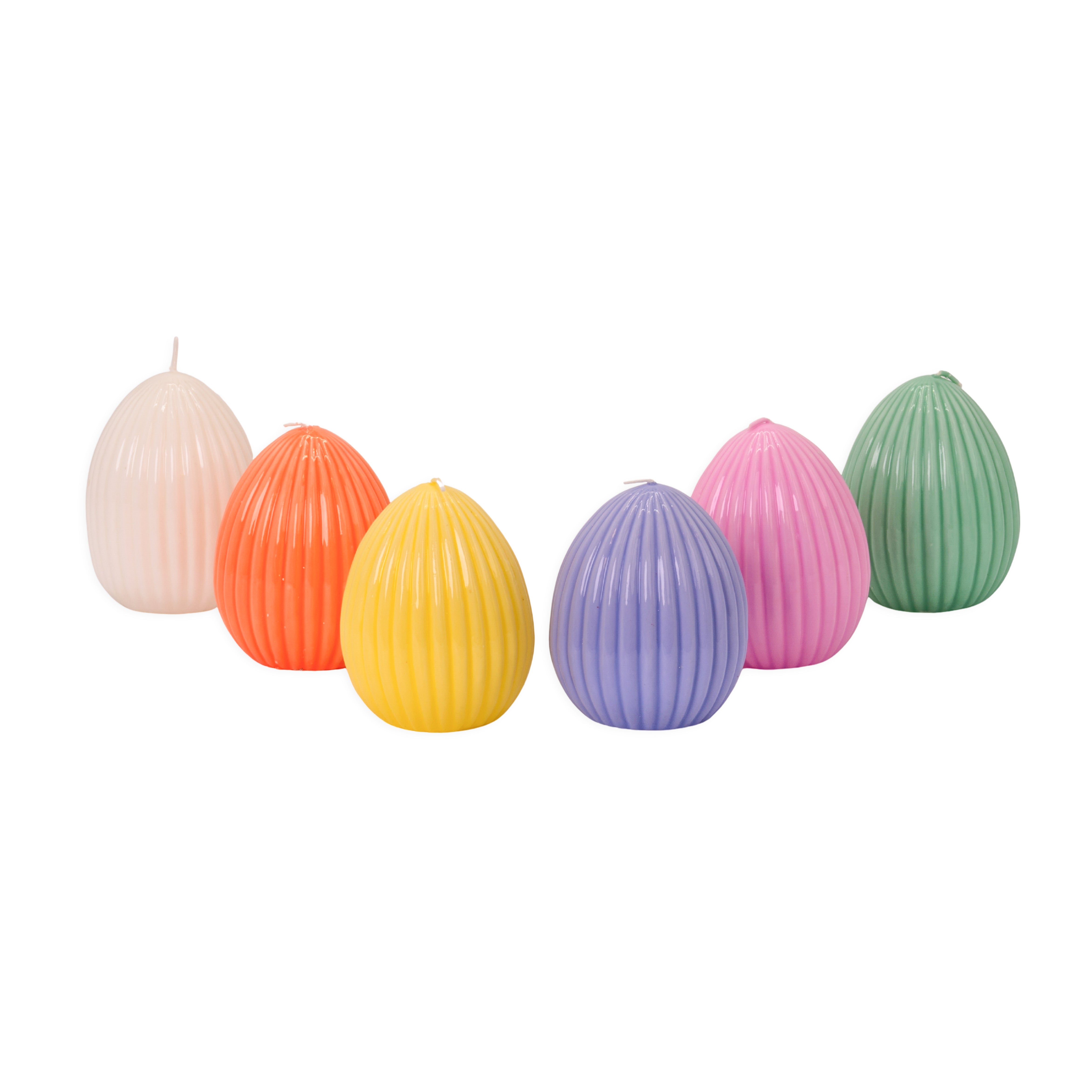 Candela a forma di Uovo rigato, 11 cm, idea regalo, oggettistica, bomboniera