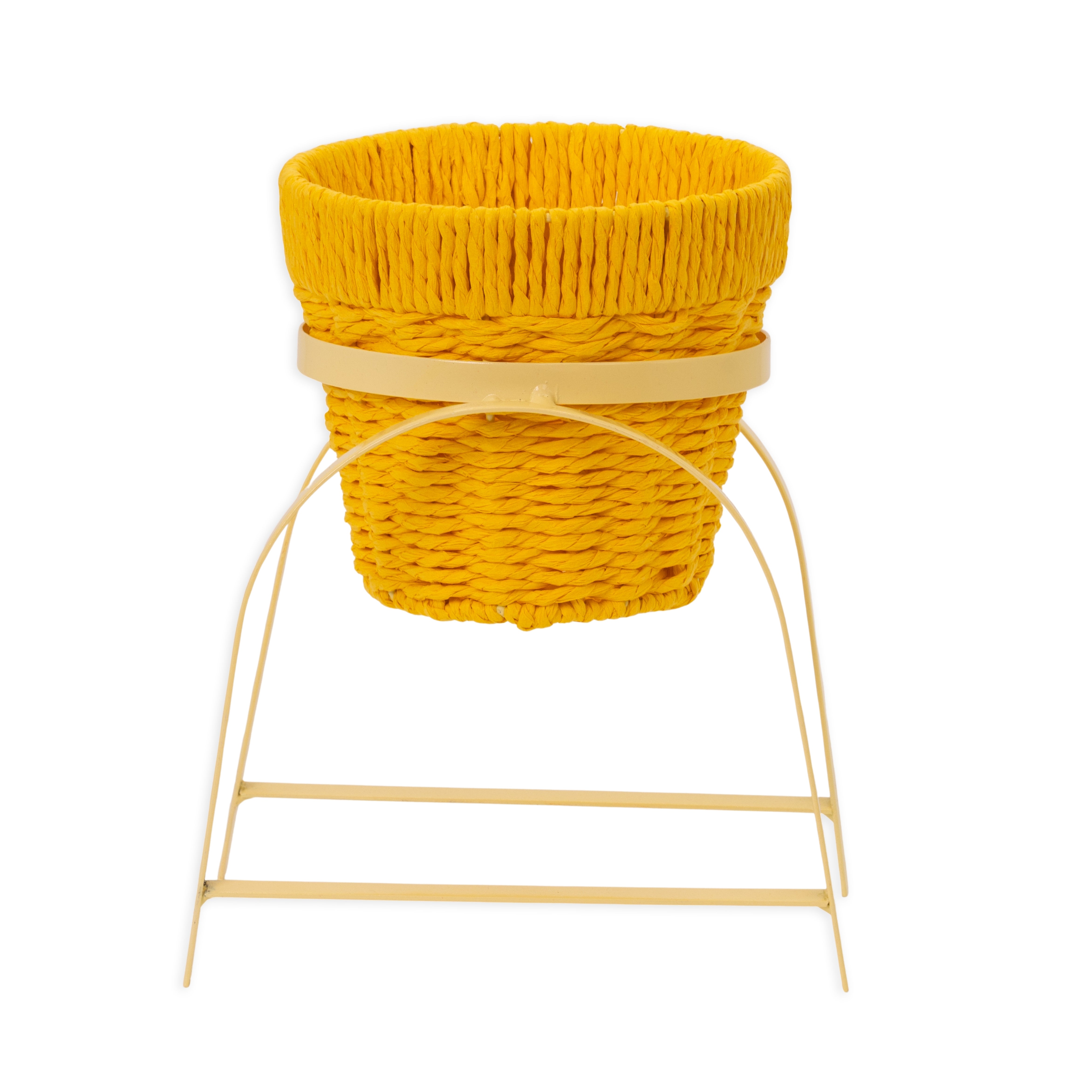 Portavaso in juta intrecciato giallo, 26x26cm, composizioni floreali, idea regalo