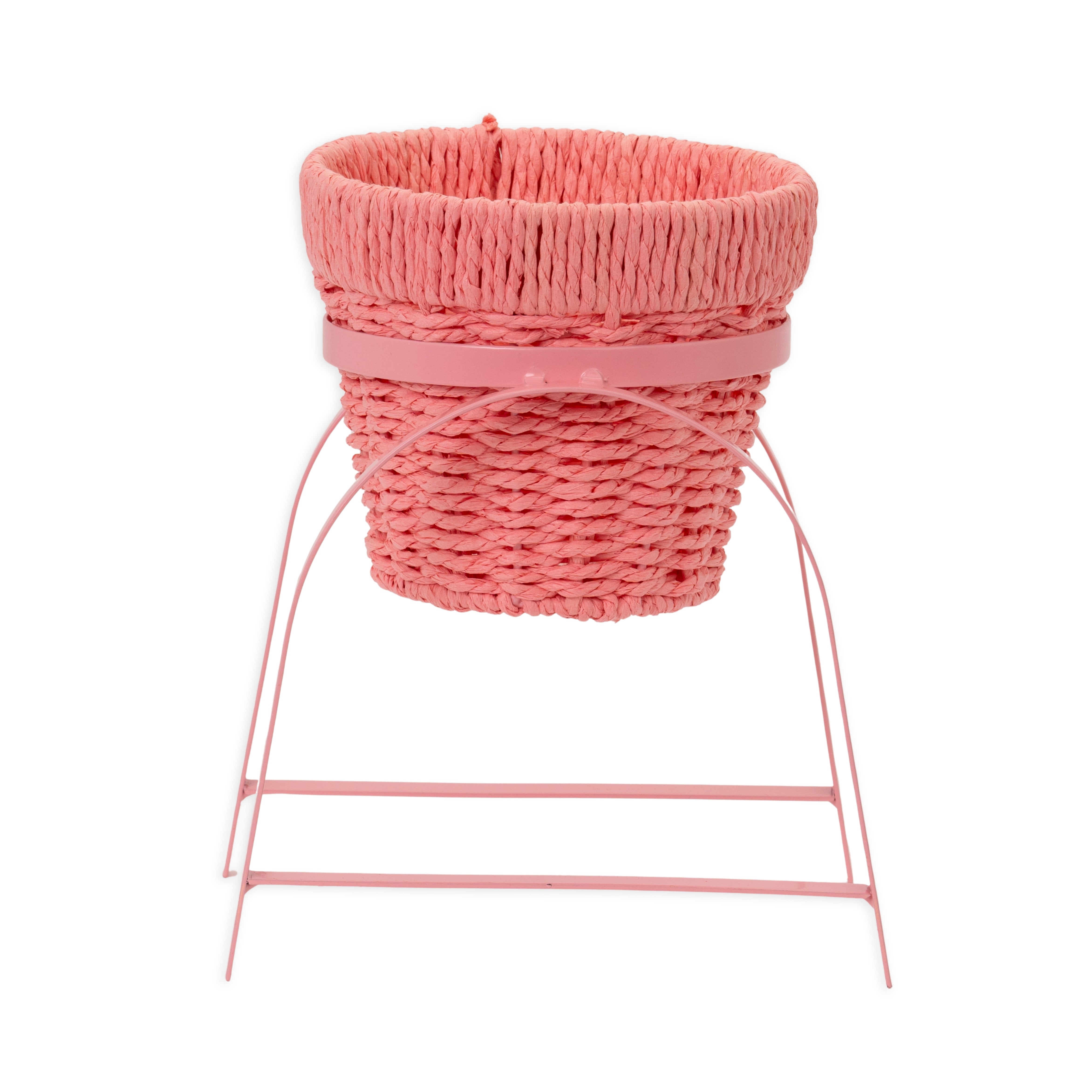 Portavaso in juta intrecciato rosa, 26x26cm, composizioni floreali, idea regalo