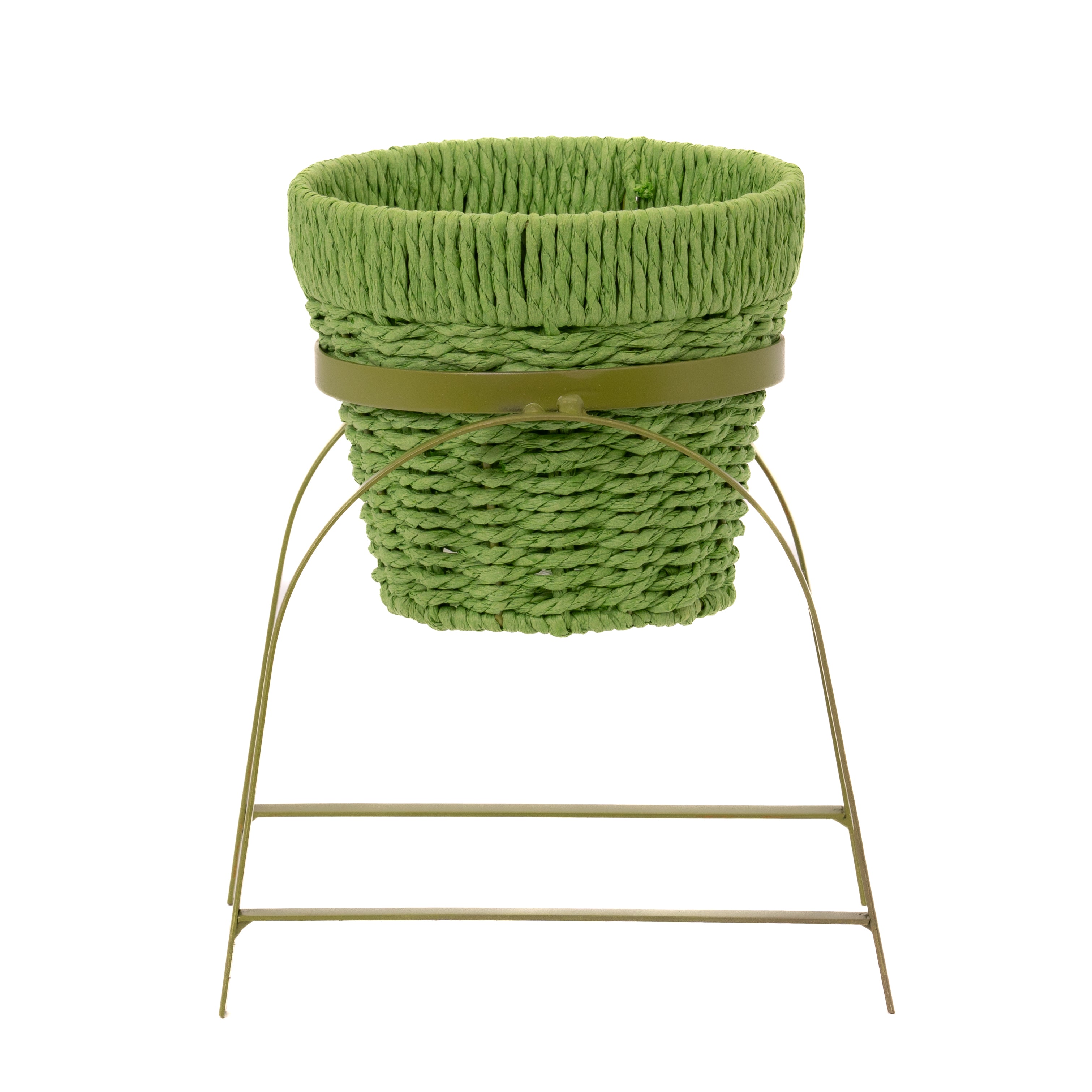 Portavaso in juta intrecciato verde, 26x26cm, composizioni floreali, idea regalo