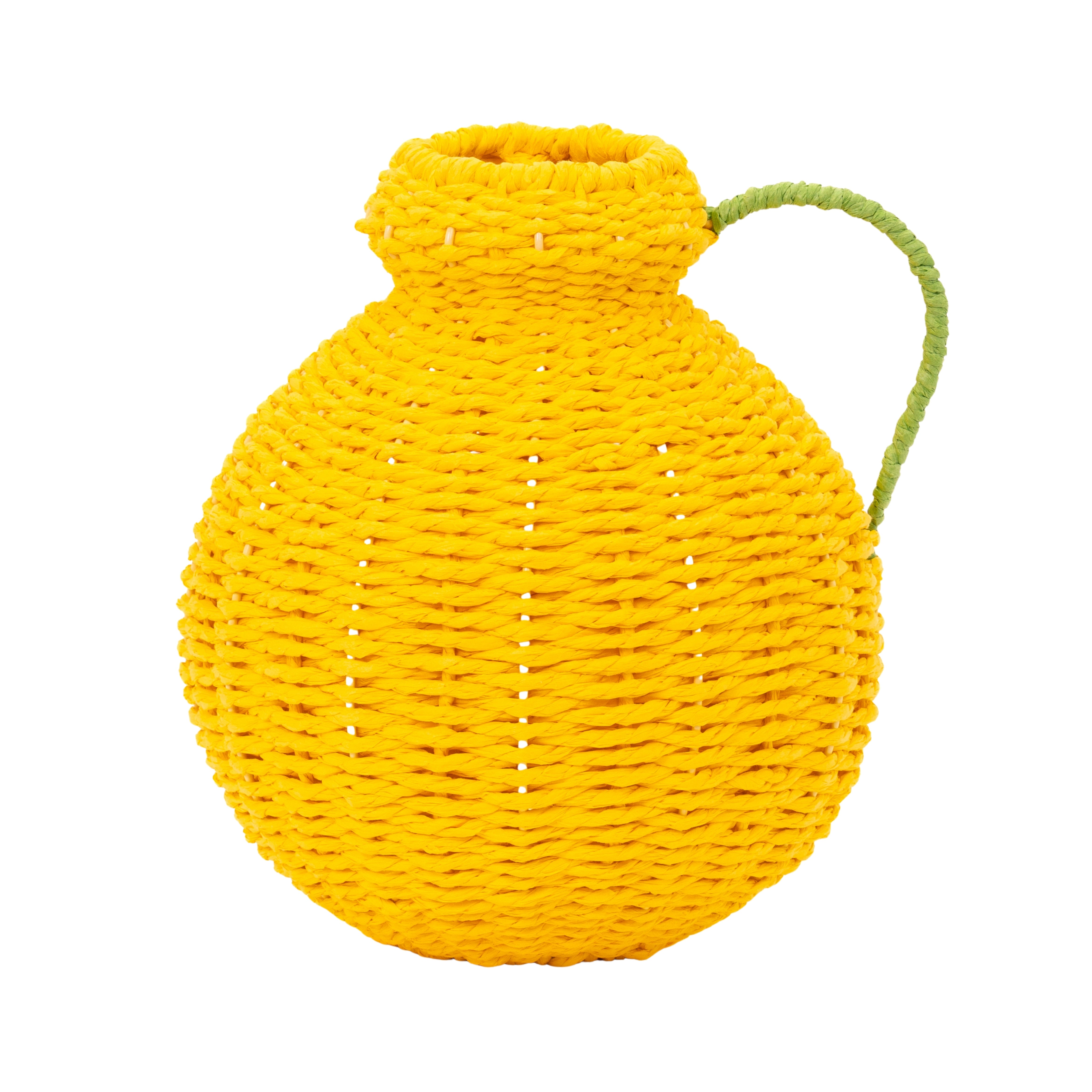 Vaso Brocca con manico juta giallo, 22x25cm, composizioni floreali, idea regalo