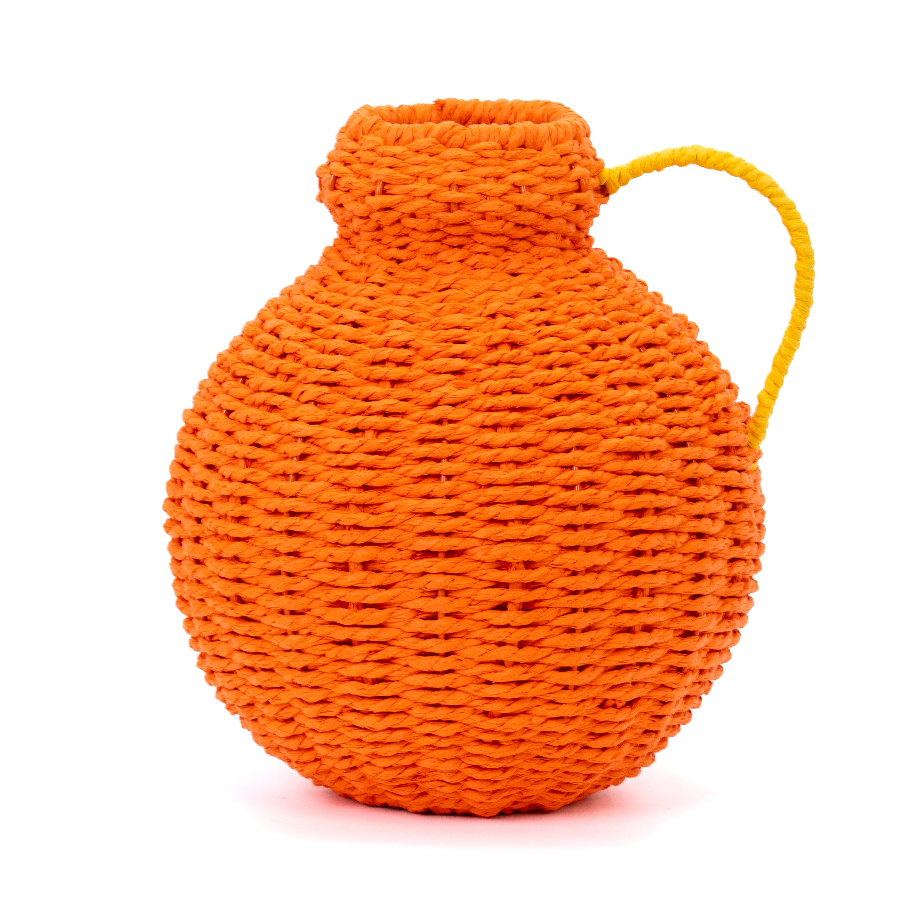 Vaso Brocca con manico juta arancione,22x25cm, composizioni floreali, idea regalo