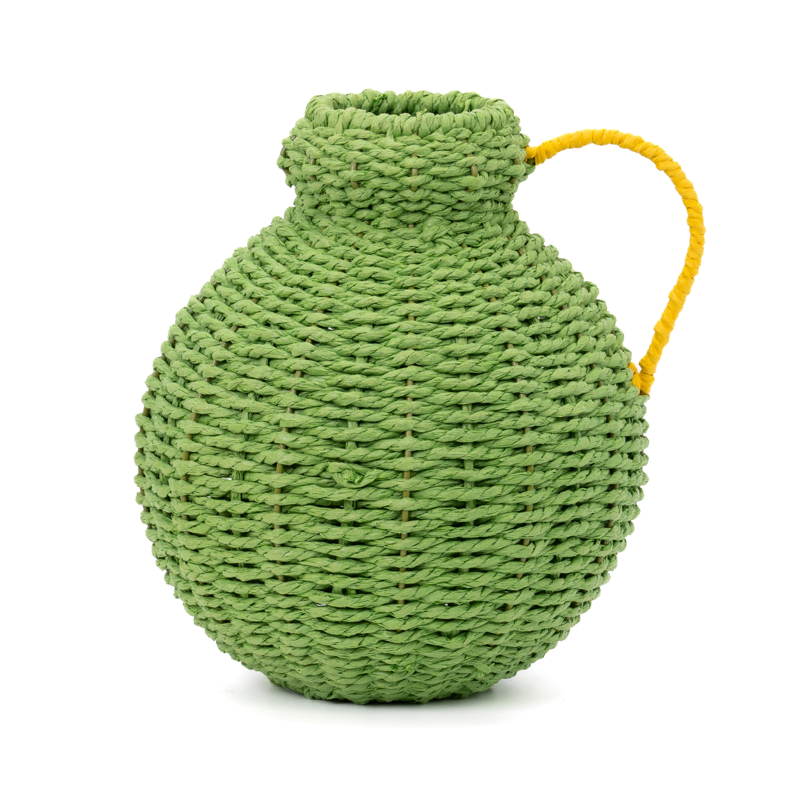 Vaso Brocca con manico juta verde, 30x28cm,composizioni floreali, idea regalo