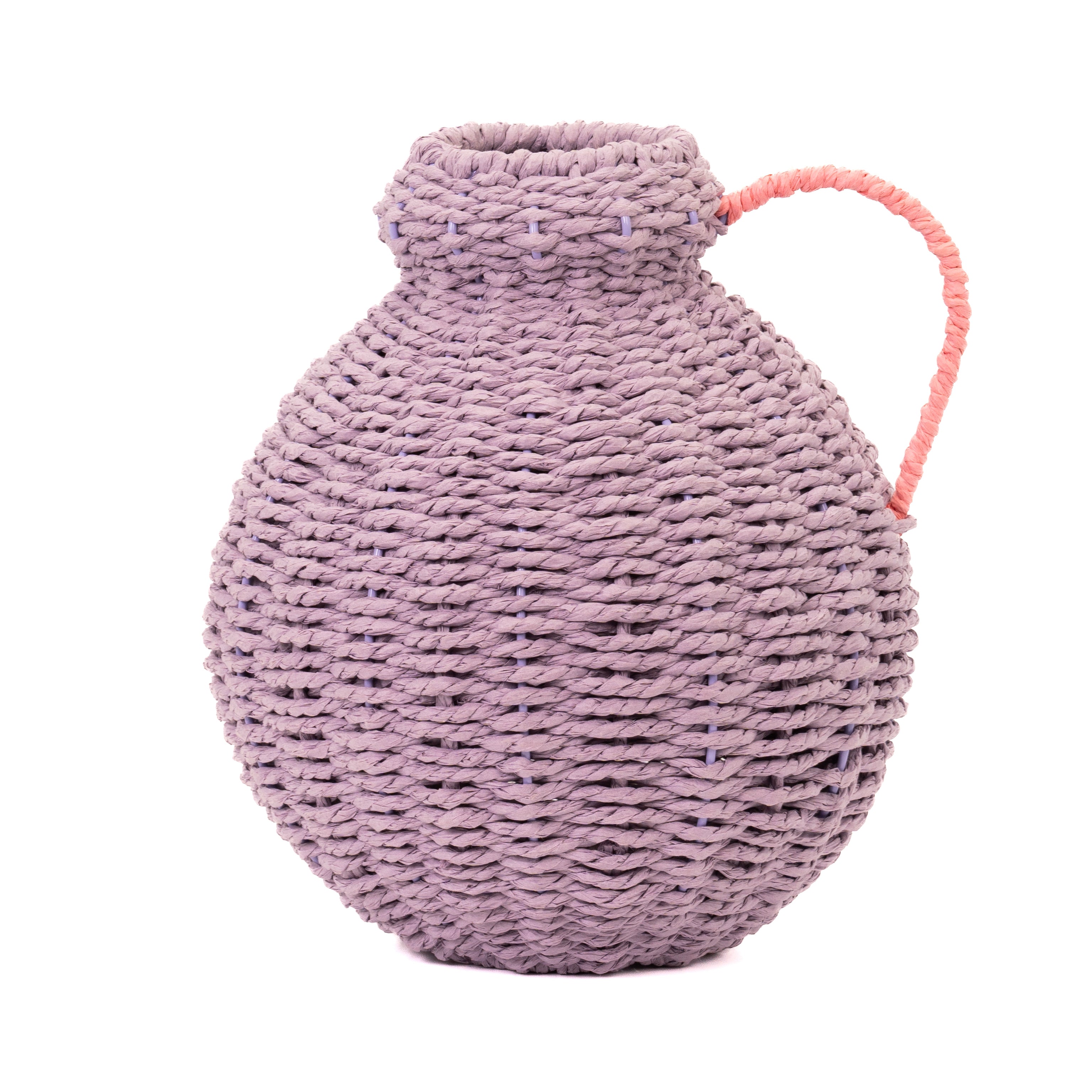 Vaso Brocca con manico juta lilla, 30x28cm,composizioni floreali, idea regalo
