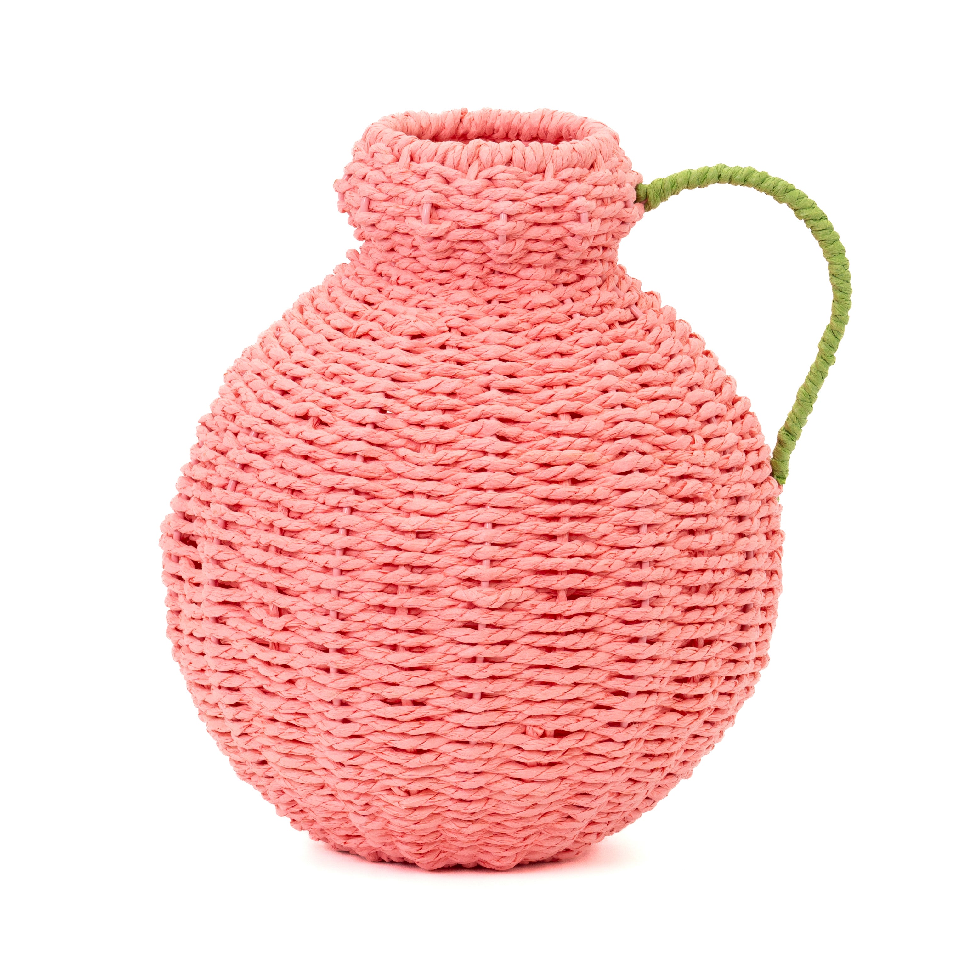 Vaso Brocca con manico juta rosa, 30x28cm,composizioni floreali, idea regalo