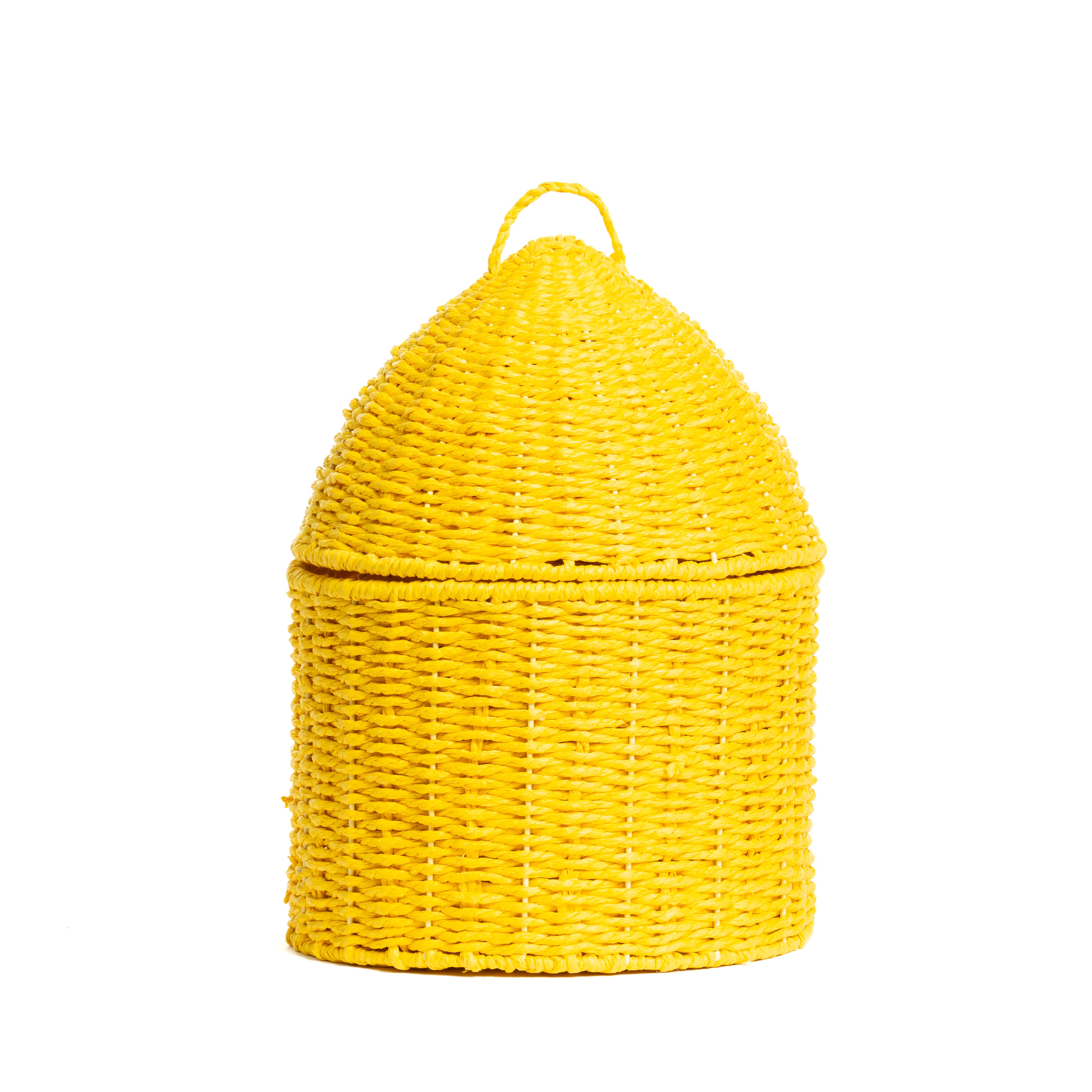 Set 2 cesti con coperchio in juta giallo, 25x34cm,composizioni floreali, confezioni