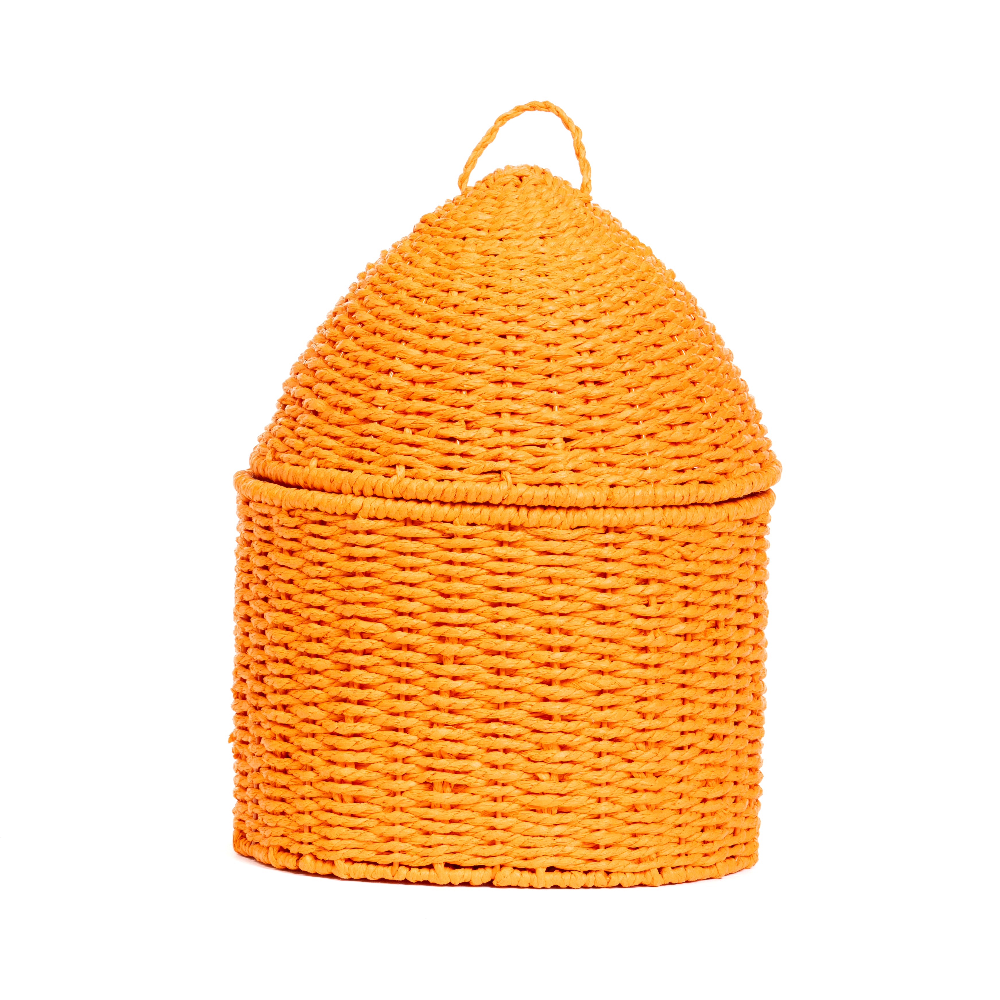 Set 2 cesti con coperchio in juta arancione, 25x34cm,composizioni floreali, confezioni