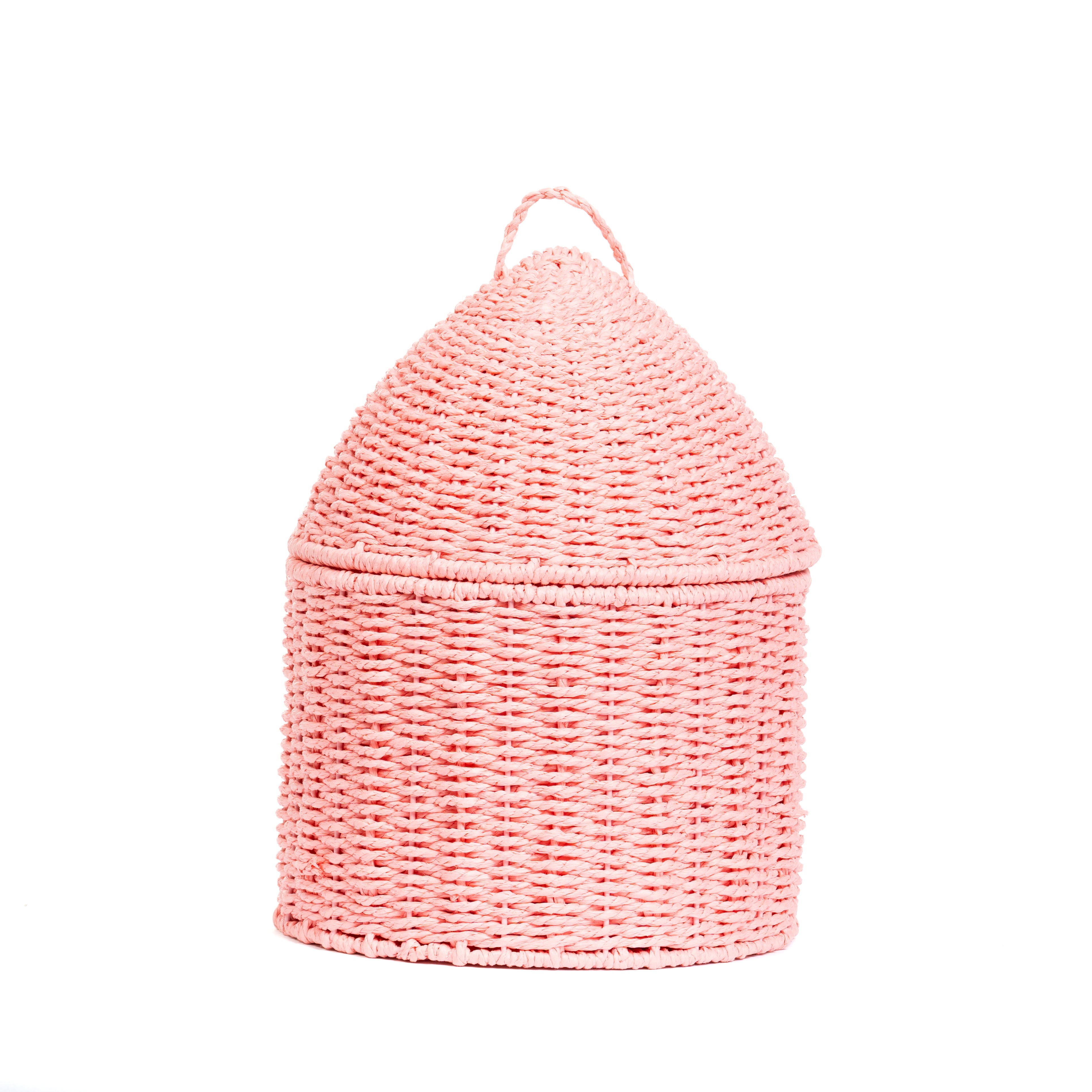 Set 2 cesti con coperchio in juta rosa, 25x34cm,composizioni floreali, confezioni