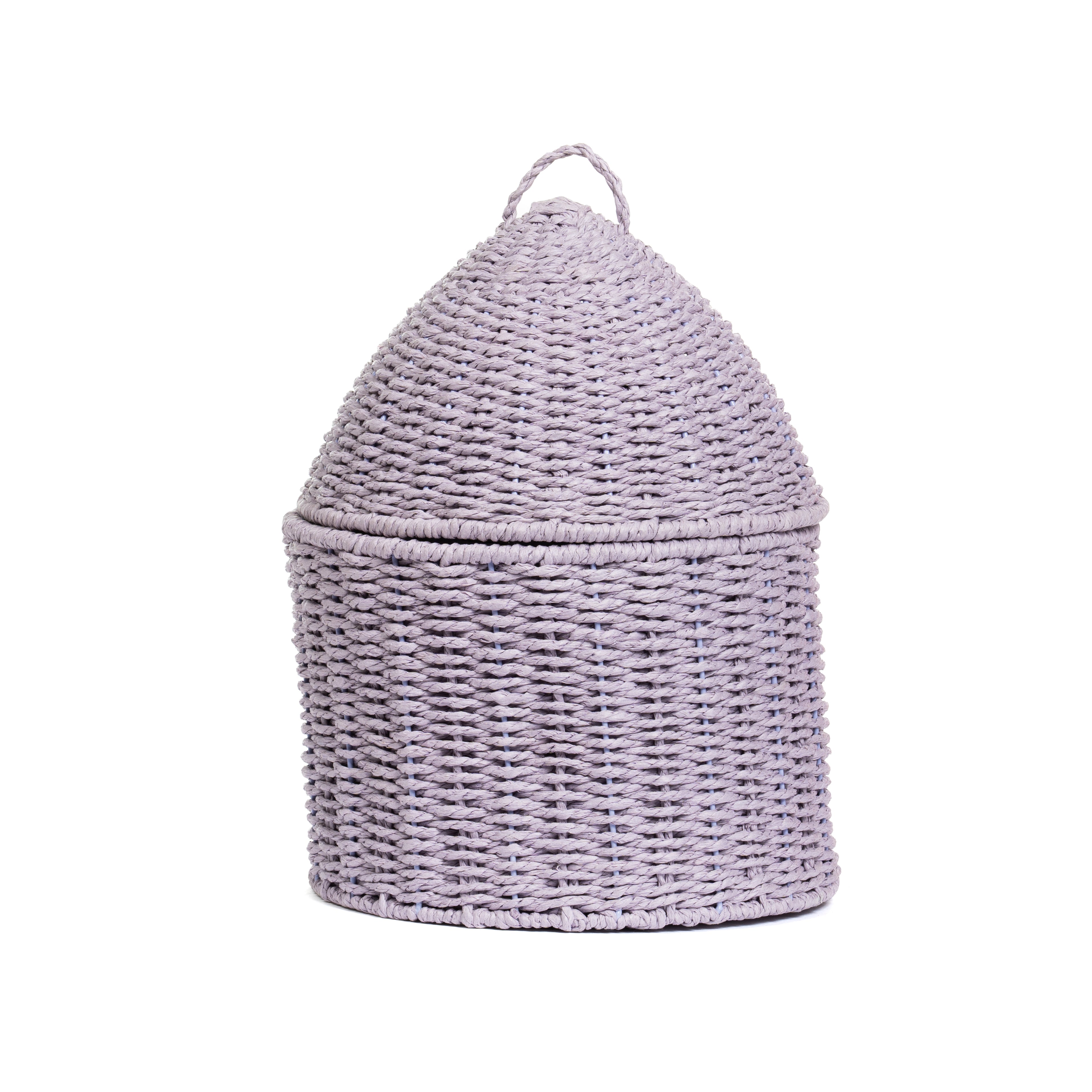 Set 2 cesti con coperchio in juta lilla, 25x34cm,composizioni floreali, confezioni