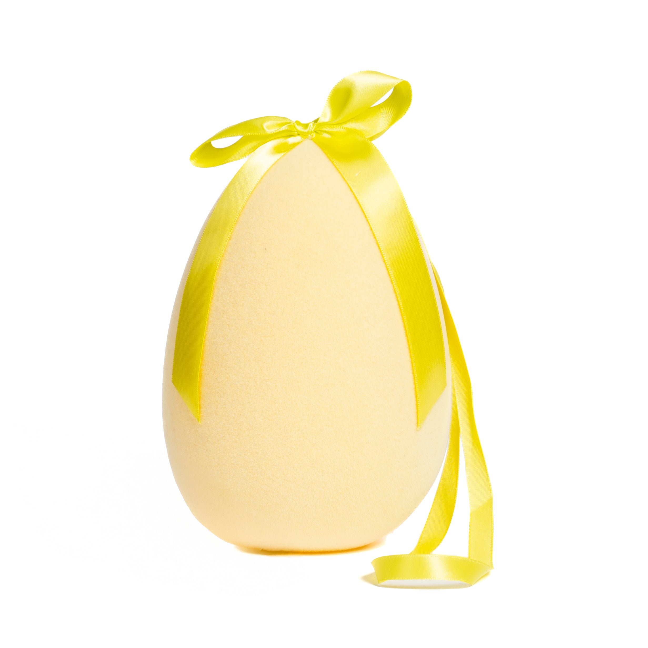Uovo decorativo floccato giallo da 25CM, idea regalo, allestimento