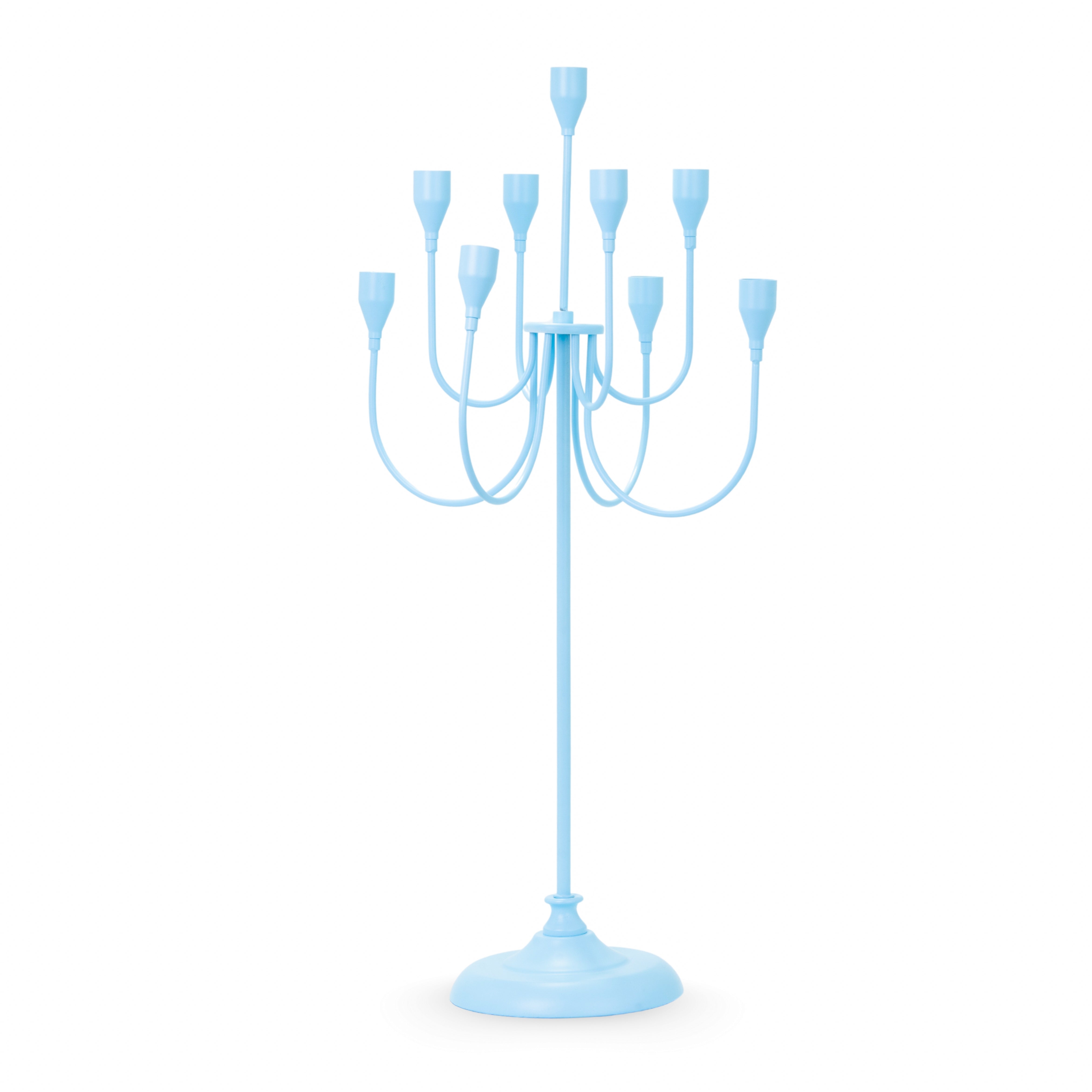 Candelabro a 9 bracci color azzurro polvere