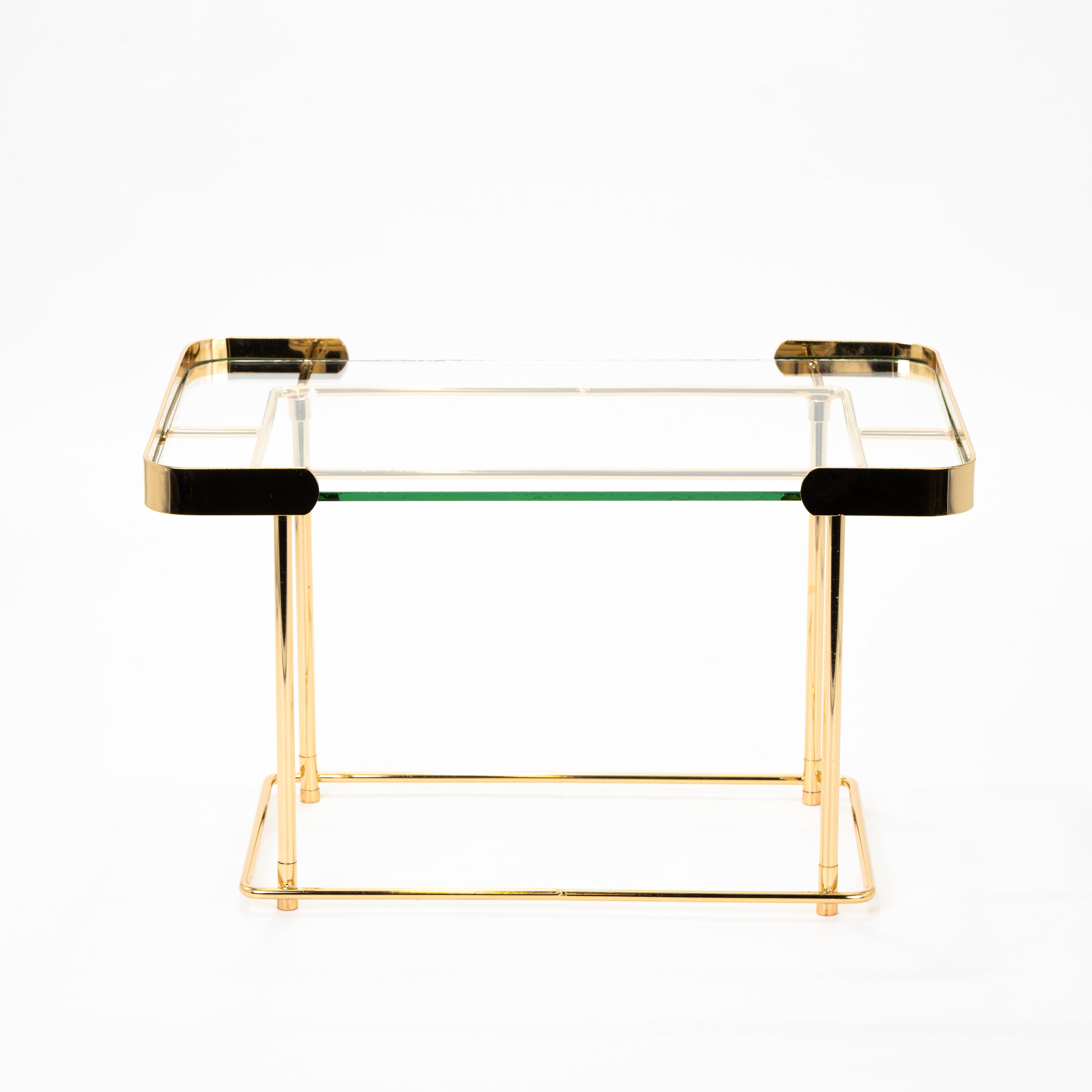 Alzata Rettangolare con Struttura color Oro e Piano in Vetro