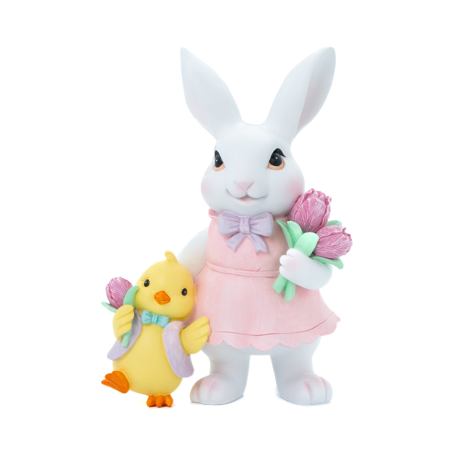 Coppia Conigli con pulcino da 20cm, decorazione per pasqua, idea regalo