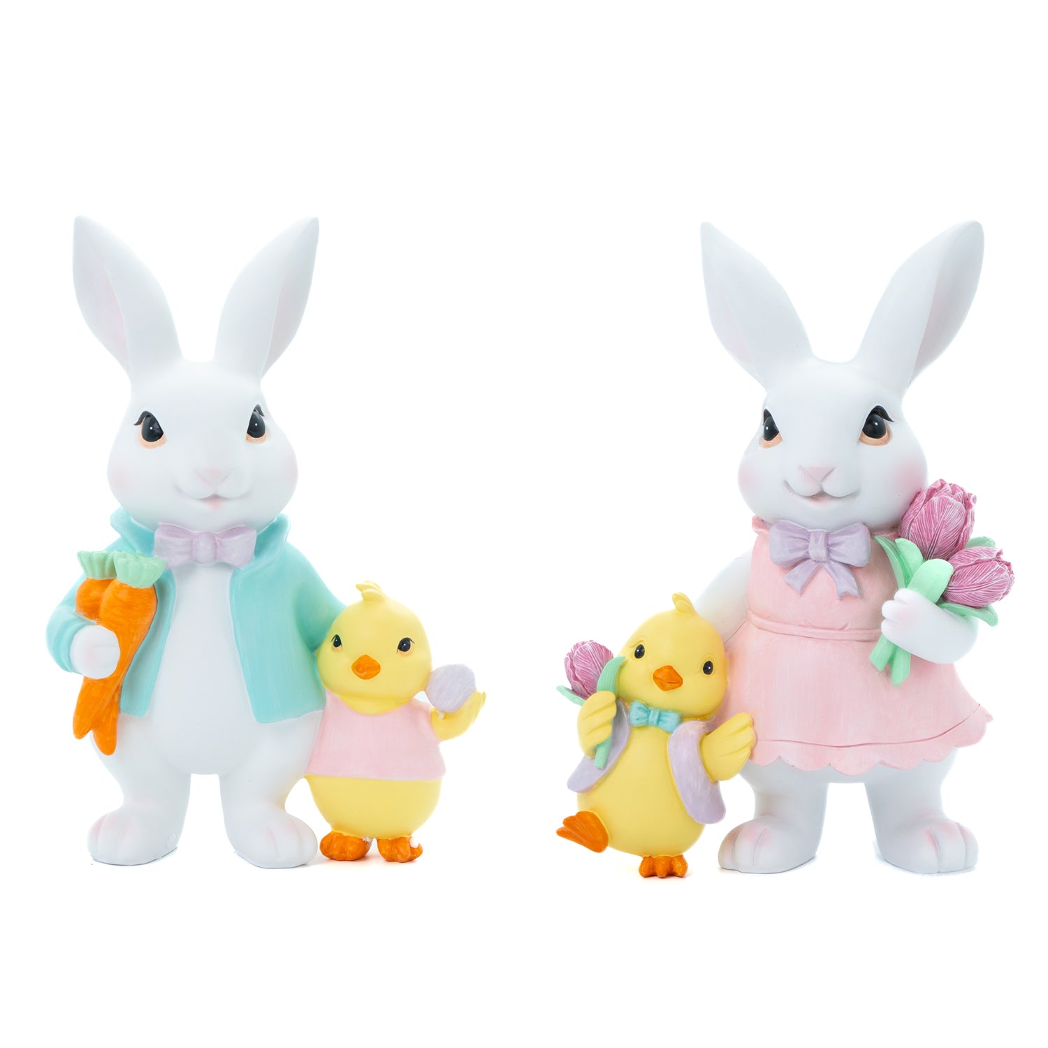 Coppia Conigli con pulcino da 20cm, decorazione per pasqua, idea regalo