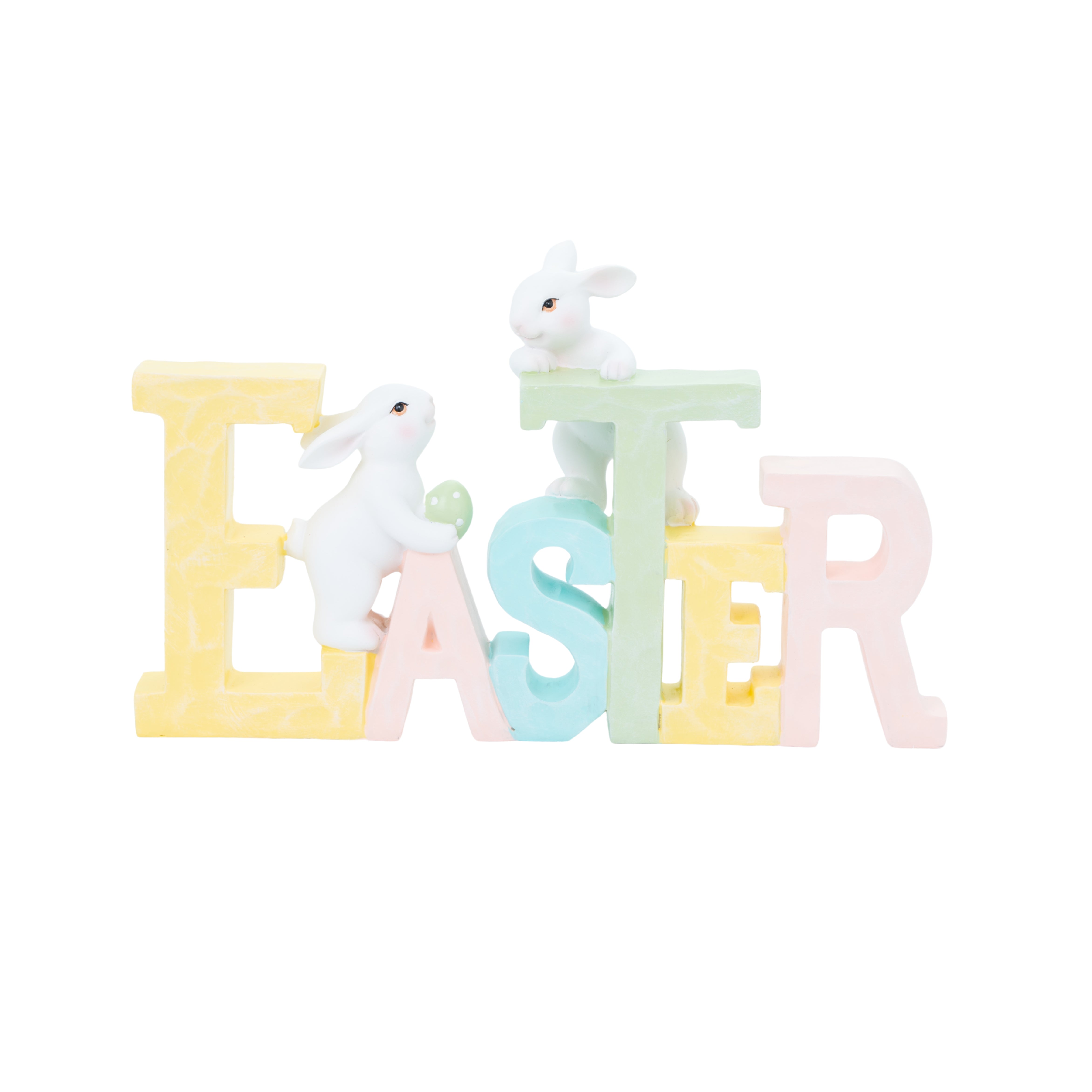 Scritta Easter con conigli, 28x7x17cm, decorazione per pasqua, idea regalo