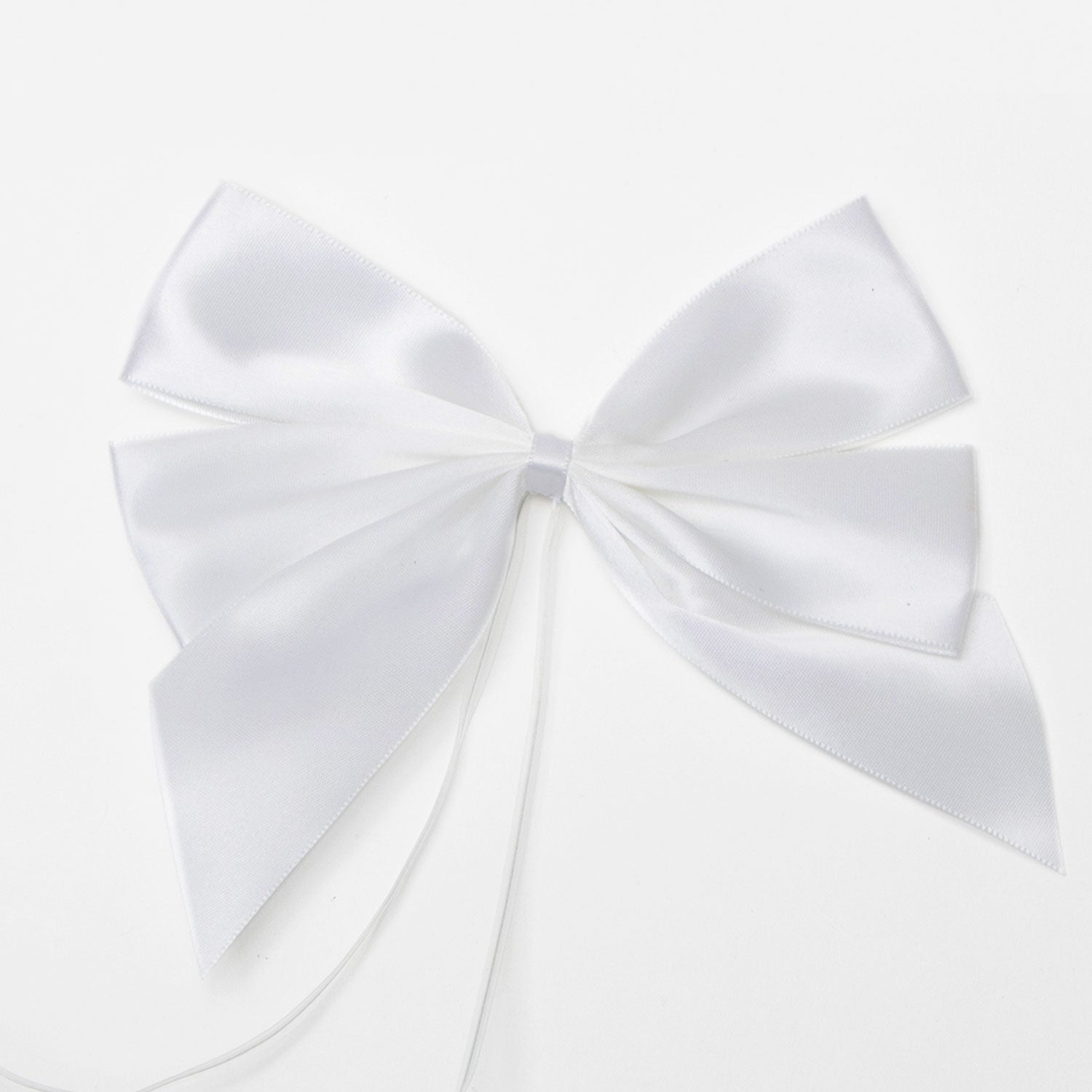 Fiocco doppio Bianco in raso con coda corta, 20x5x22cm