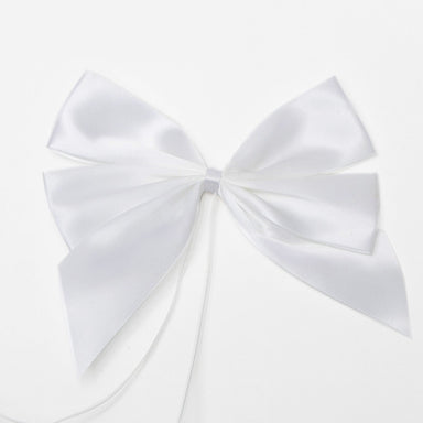 Fiocco doppio Bianco in raso con coda corta, 20x5x22cm