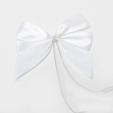 Fiocco doppio Bianco in raso con coda corta, 20x5x22cm