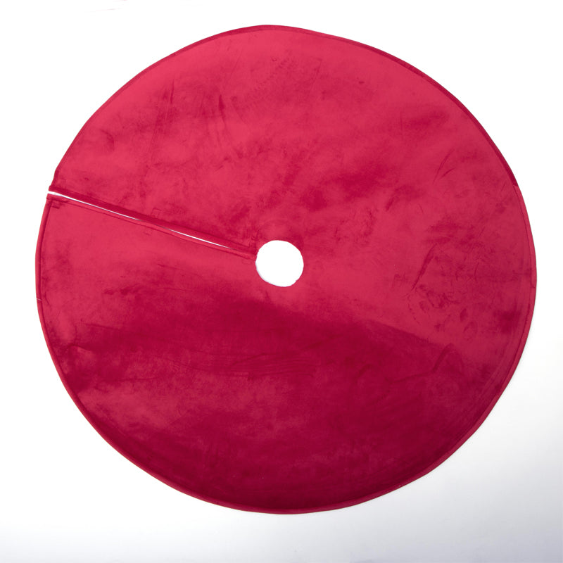 Tappeto copribase per albero in velluto rosso. D.120CM