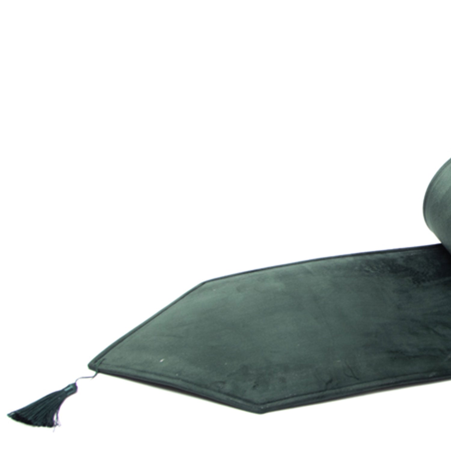 Runner da tavola con nappa, in velluto verde 33X180CM