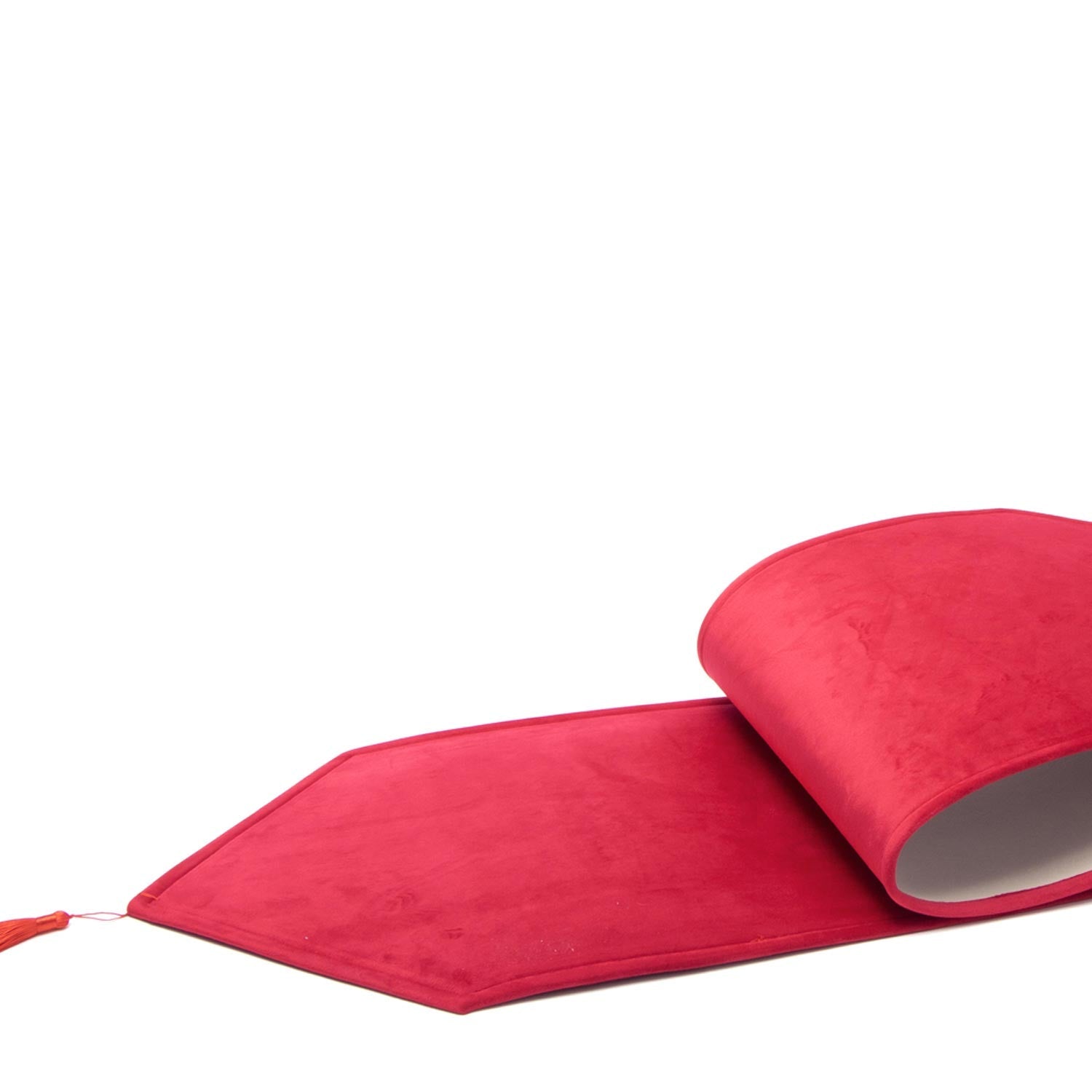 Runner da tavola con nappa, in velluto Rosso 33X210CM