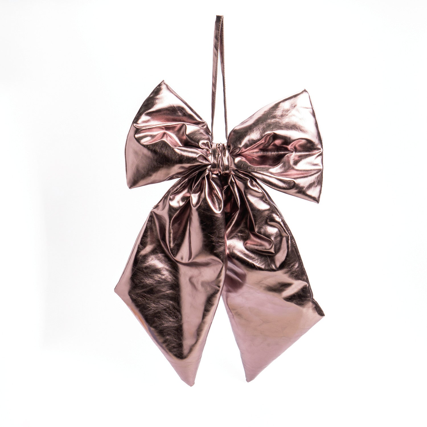 Fiocco in ecopelle metallizzata di colore tortora, 27X34CM