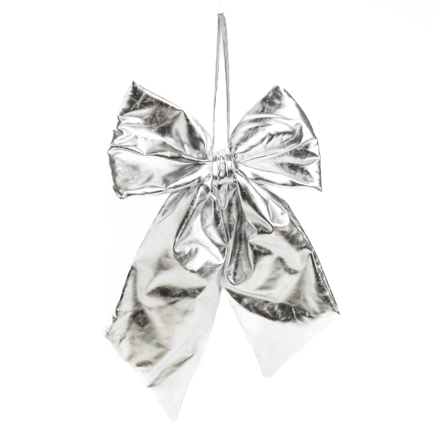 Fiocco in ecopelle metallizzata di colore argento, 35X60CM