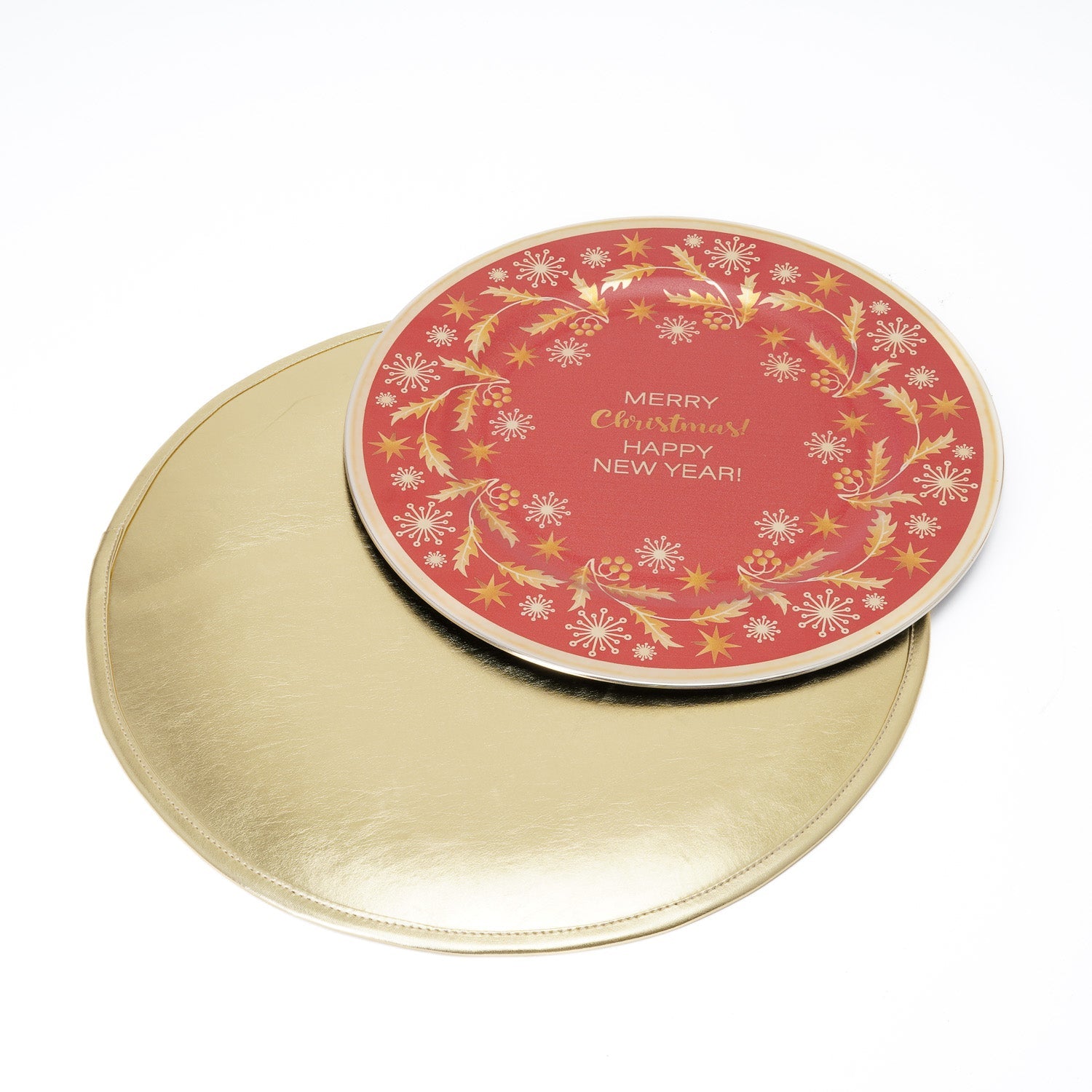 Tovaglietta sottopiatto in ecopelle metallizzata oro D.40CM