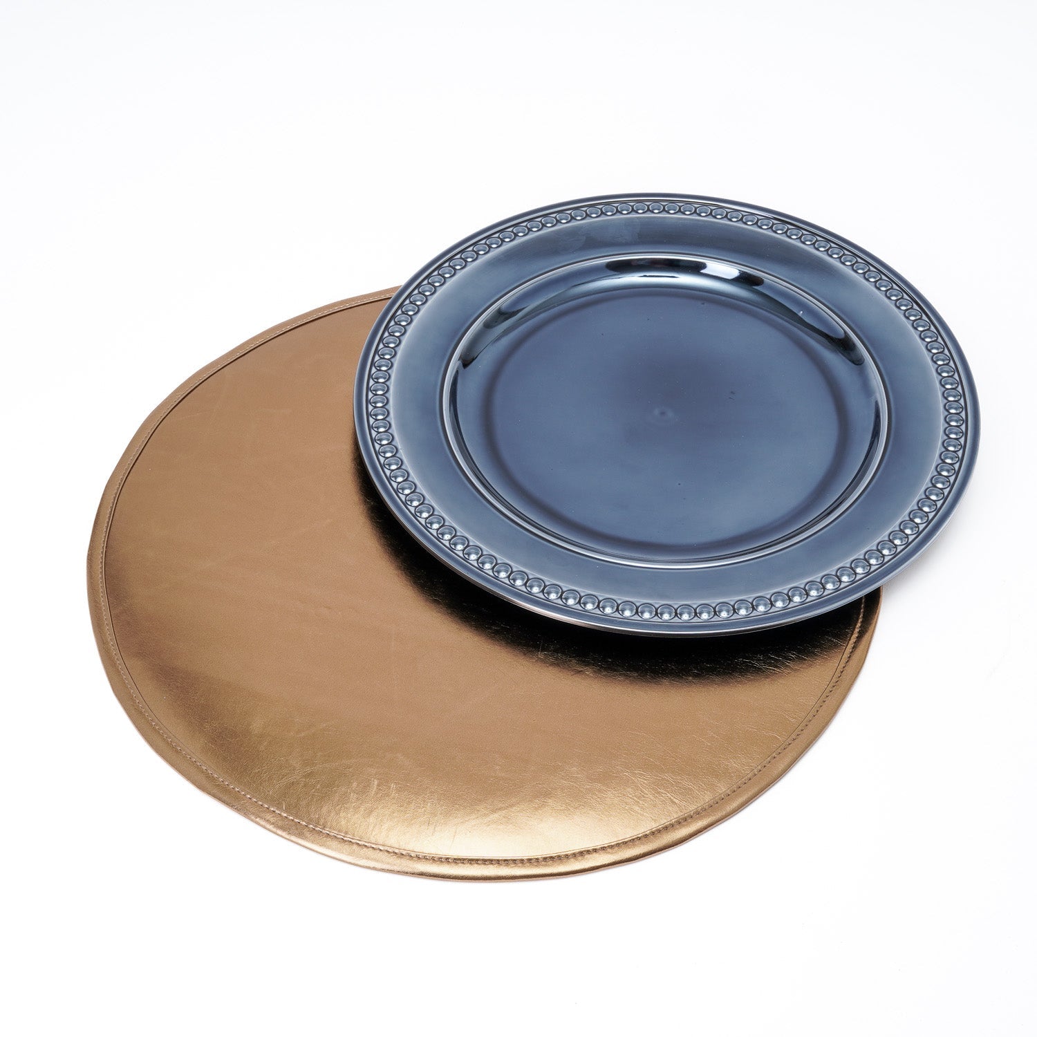 Tovaglietta sottopiatto in ecopelle metallizzata oro antico D.40CM