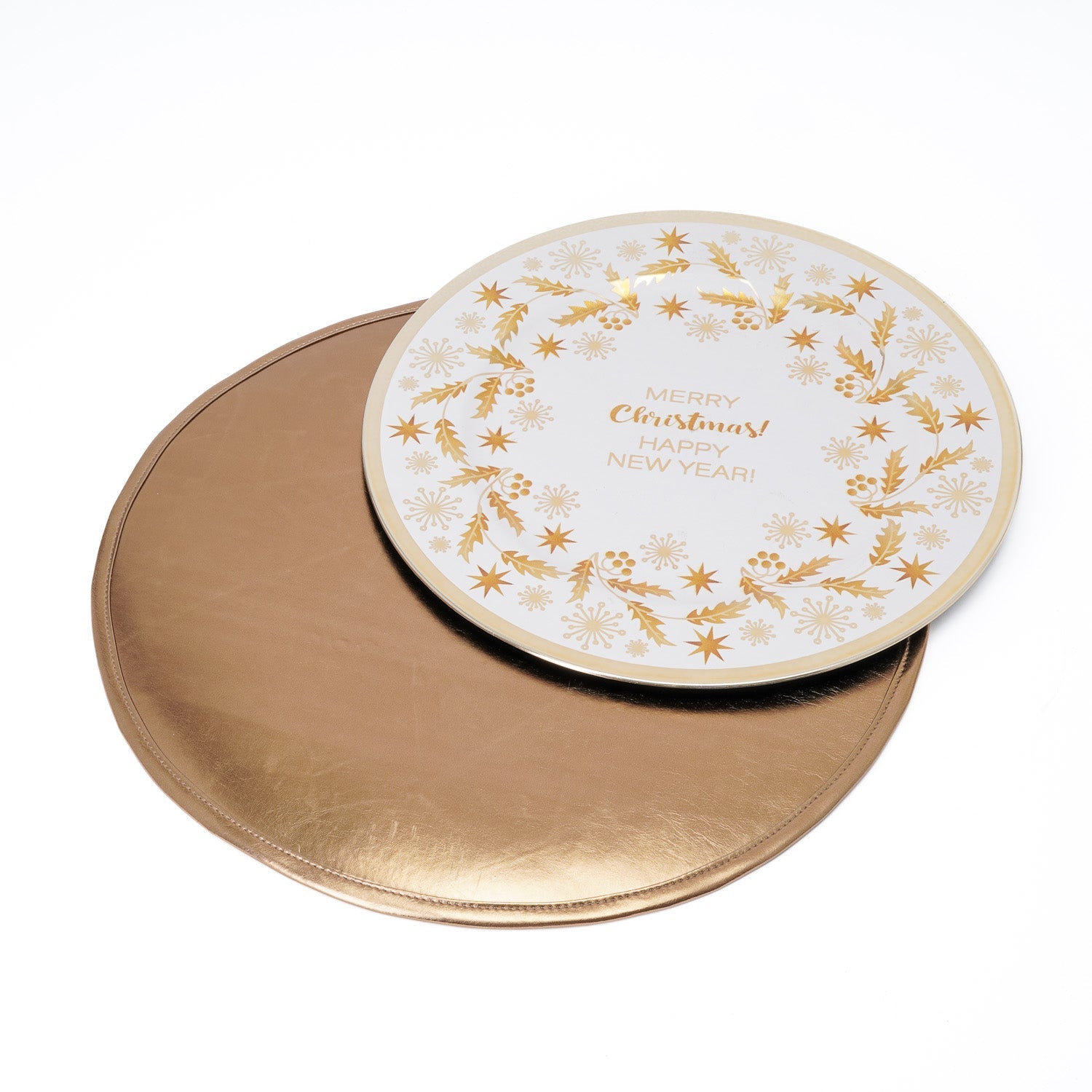 Tovaglietta sottopiatto in ecopelle metallizzata oro antico D.40CM