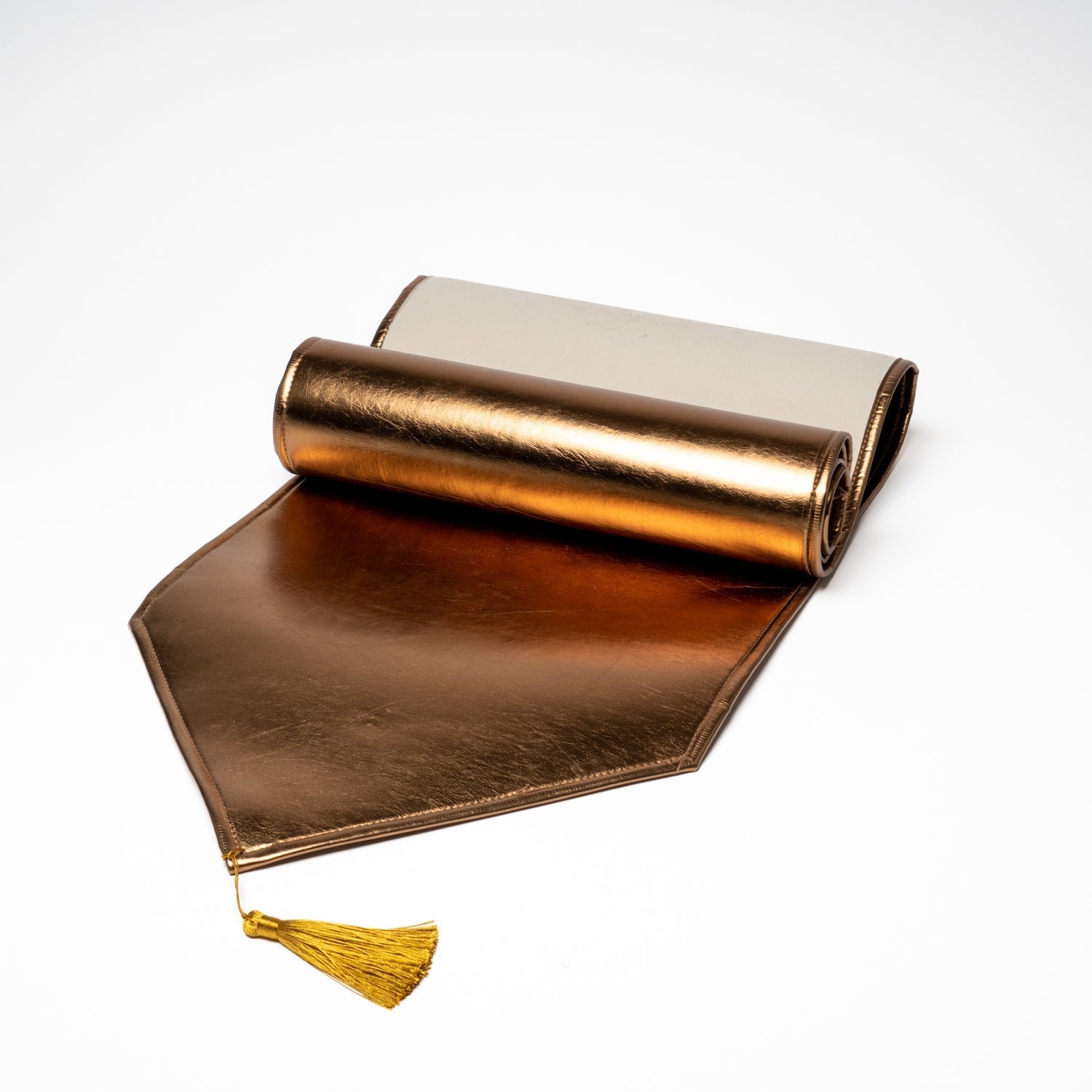 Runner da tavola in ecopelle metallizzata oro antico 33X210CM