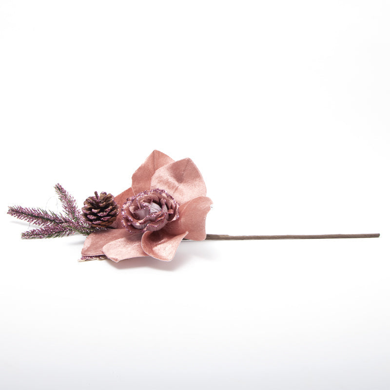 Pick rosa Rosa velluto con abetone 74X50CM