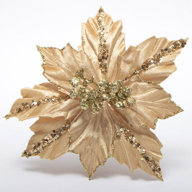 Pick Fiore Stella di Natale in velluto Oro, decorazioni Natalizie, confezionamento dolciario