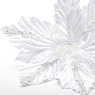 Pick Fiore Stella di Natale in velluto Bianco, decorazioni Natalizie, confezionamento dolciario