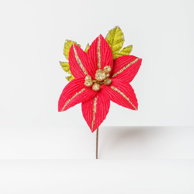 Pick Fiore Stella di Natale in velluto rosso, decorazioni Natalizie, confezionamento dolciario