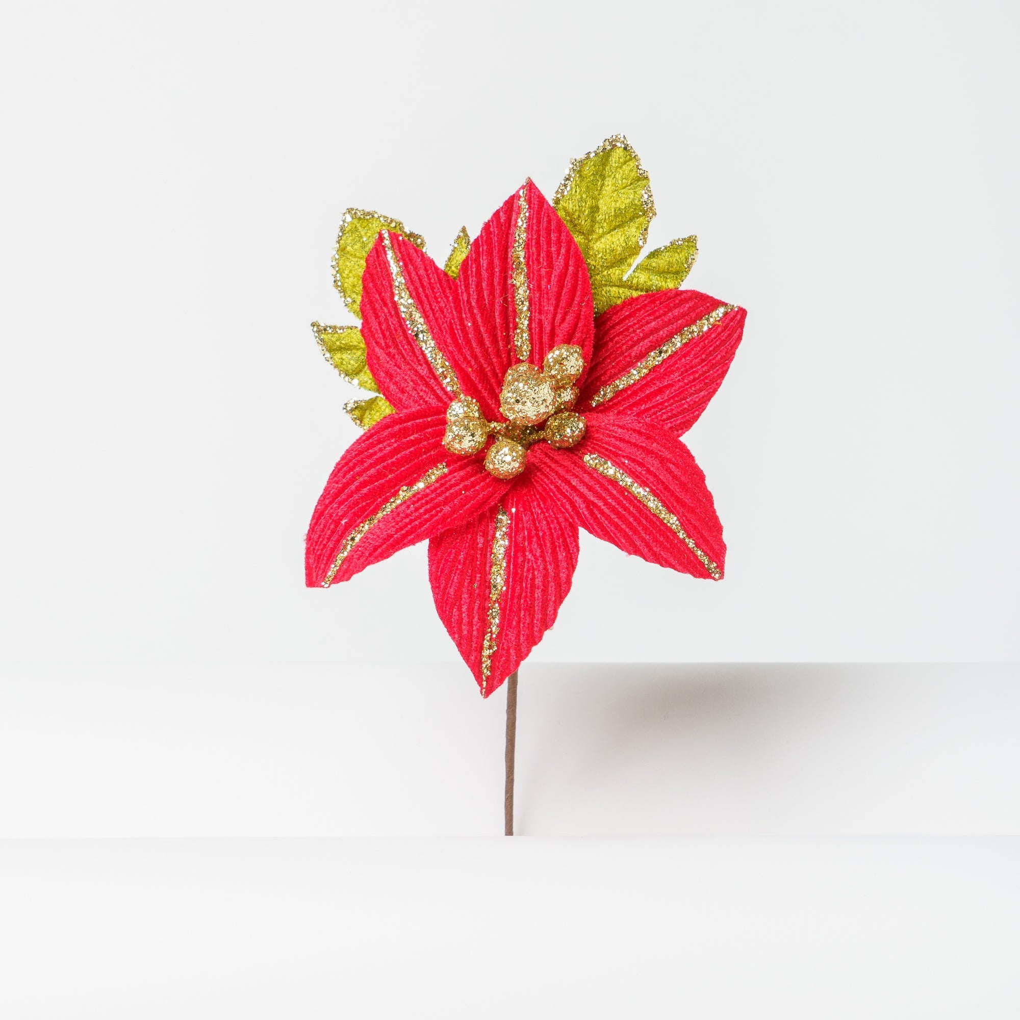 Fiore Stella di Natale in velluto Rosso 12x13cm