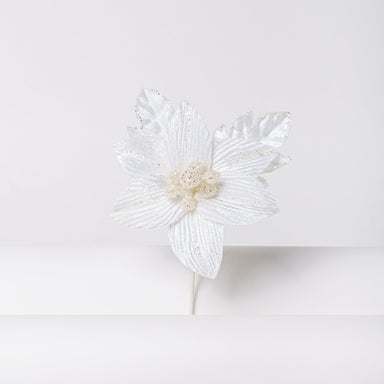 Pick Fiore Stella di Natale in velluto bianco, decorazioni Natalizie, confezionamento dolciario
