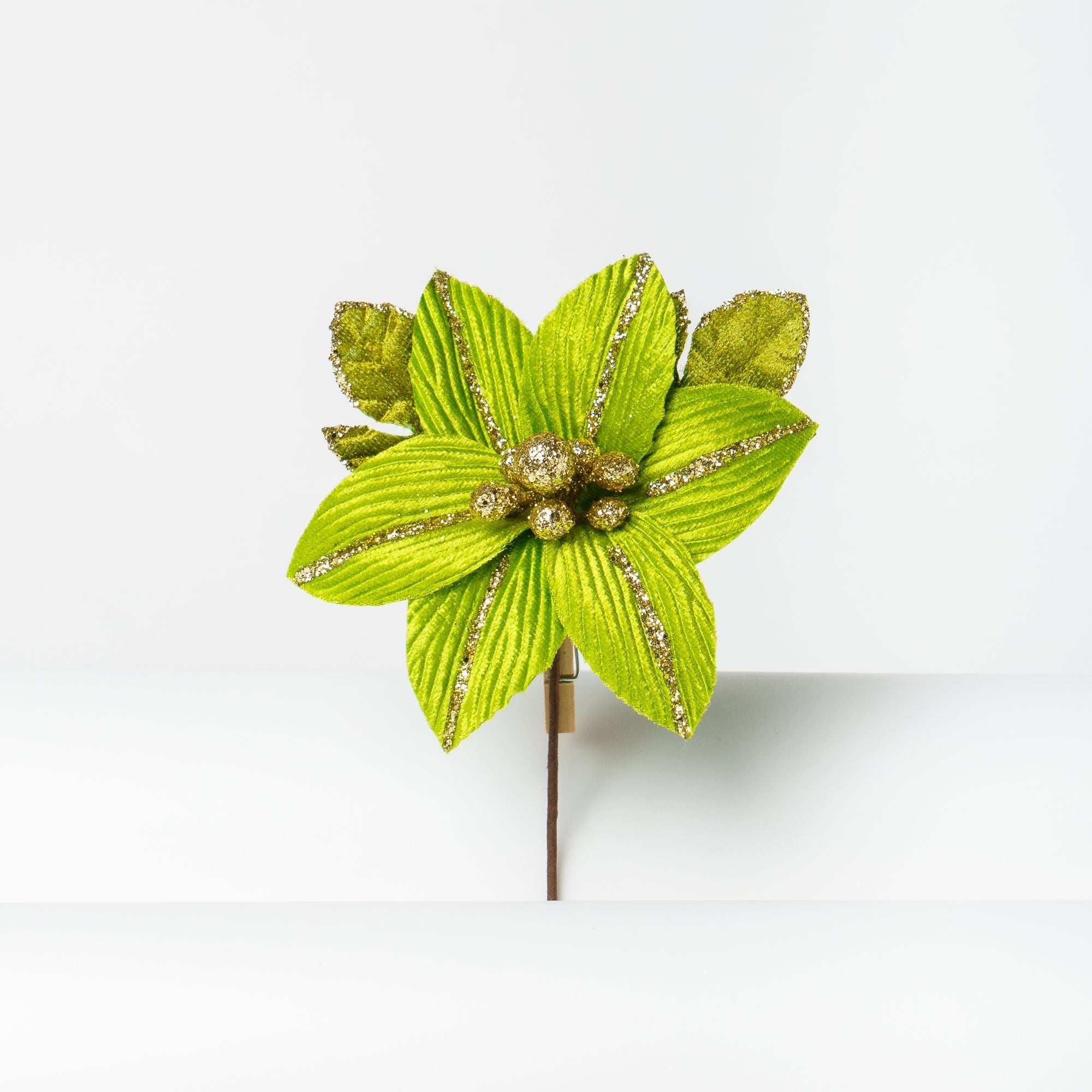 Fiore Stella di Natale in velluto Verde     12x13cm