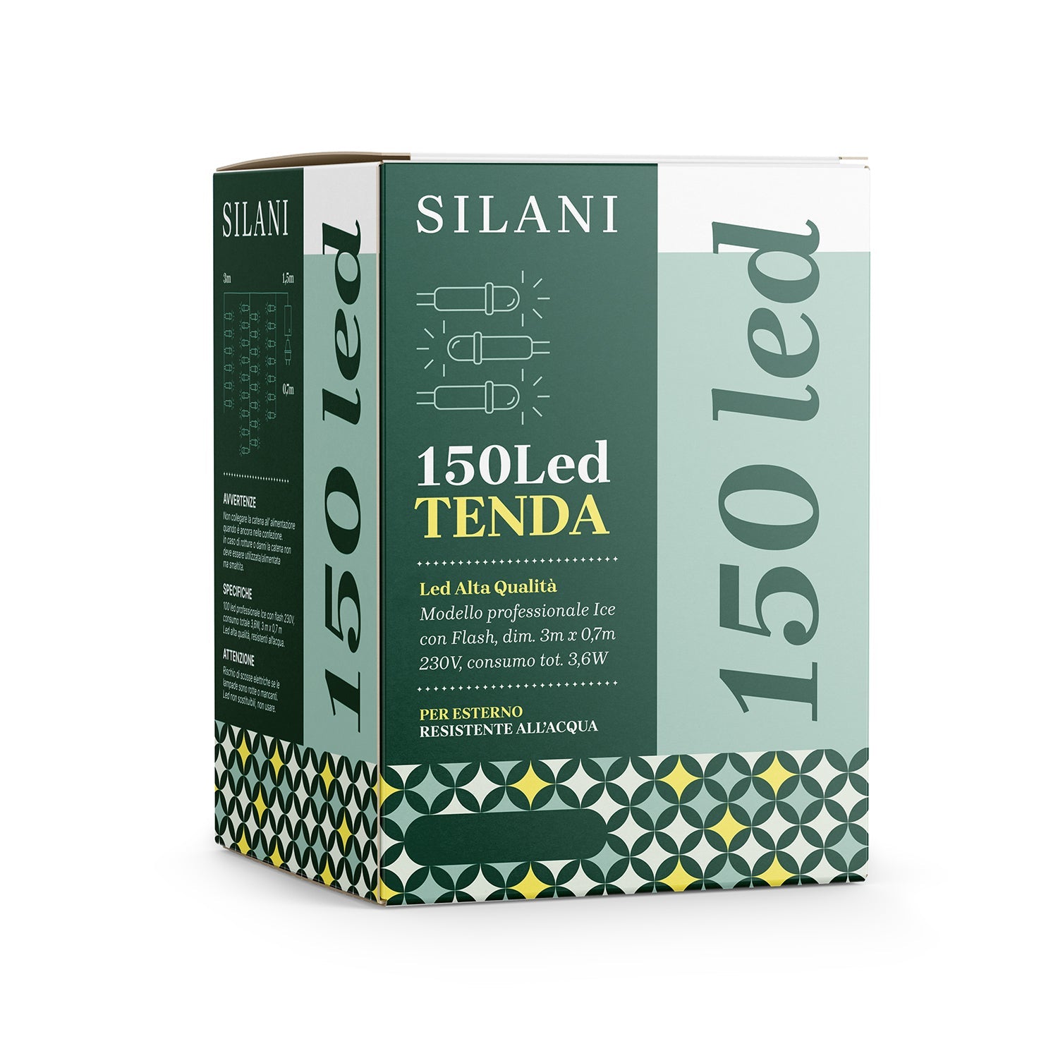 Tenda luminosa bianco freddo 150 LED 5 X H 1 m con flash