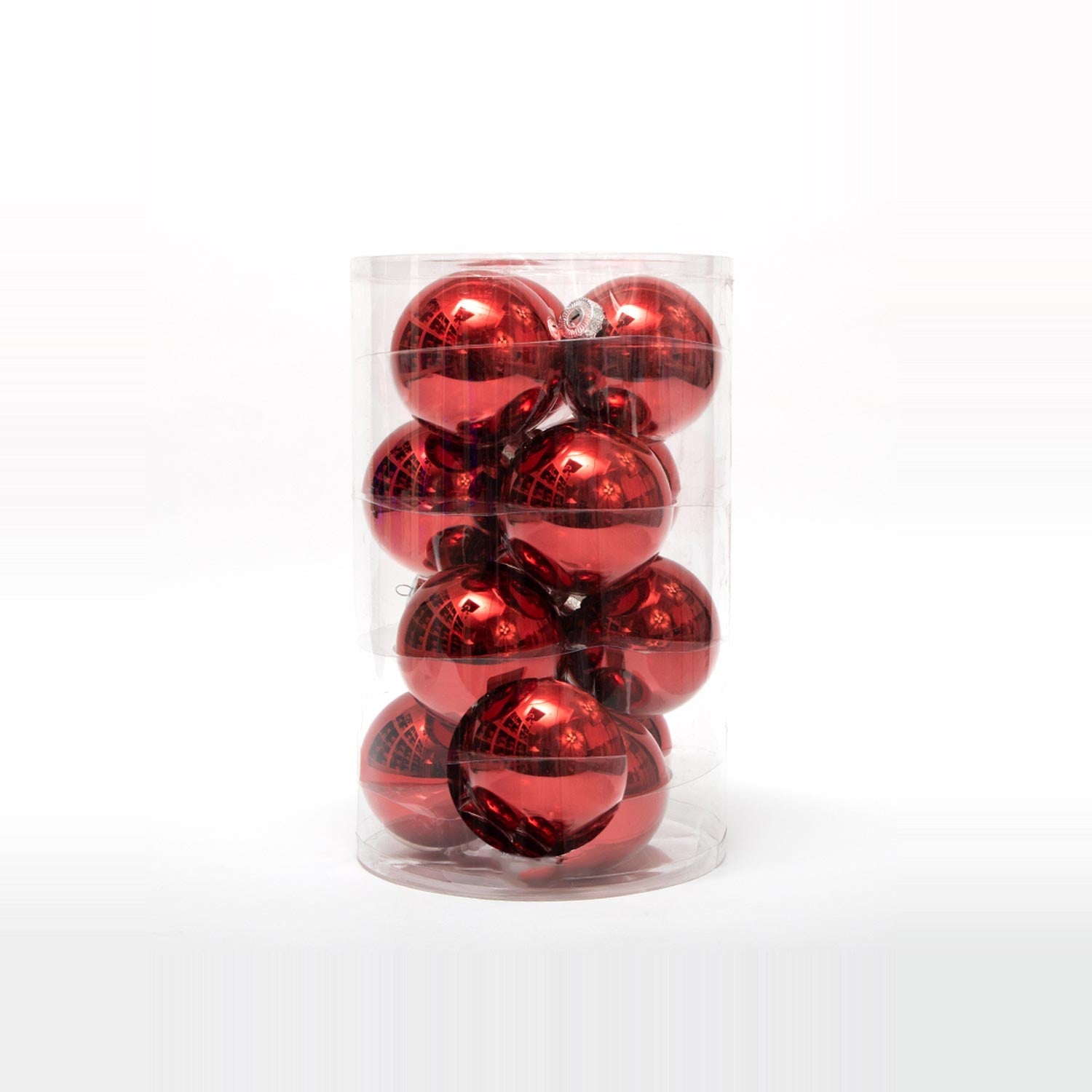 Palline di Natale in plastica, colore rosso metallizzato, diametro 8CM