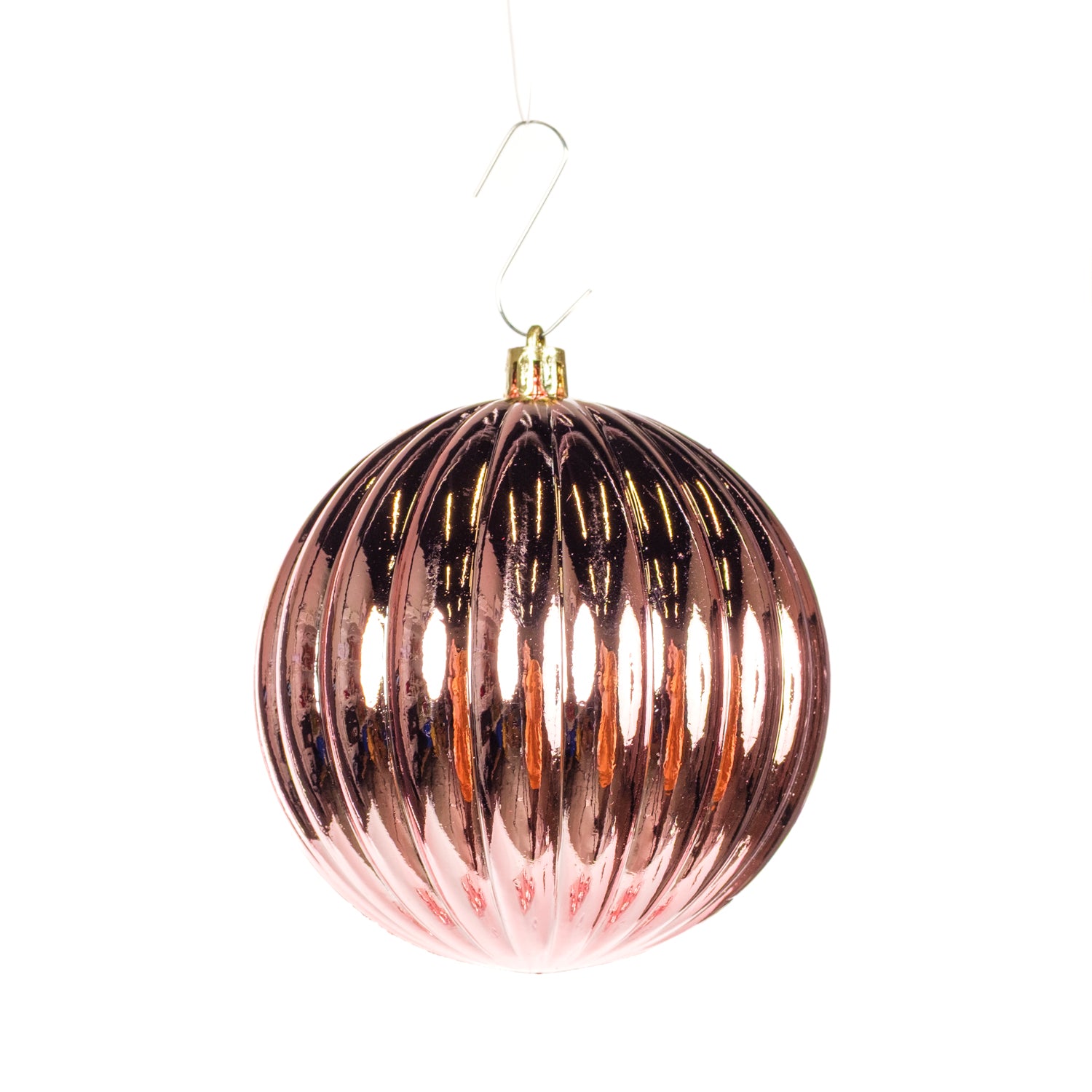 Palline in plastica rigate, colore rosa metallizzato, diametro di 8CM