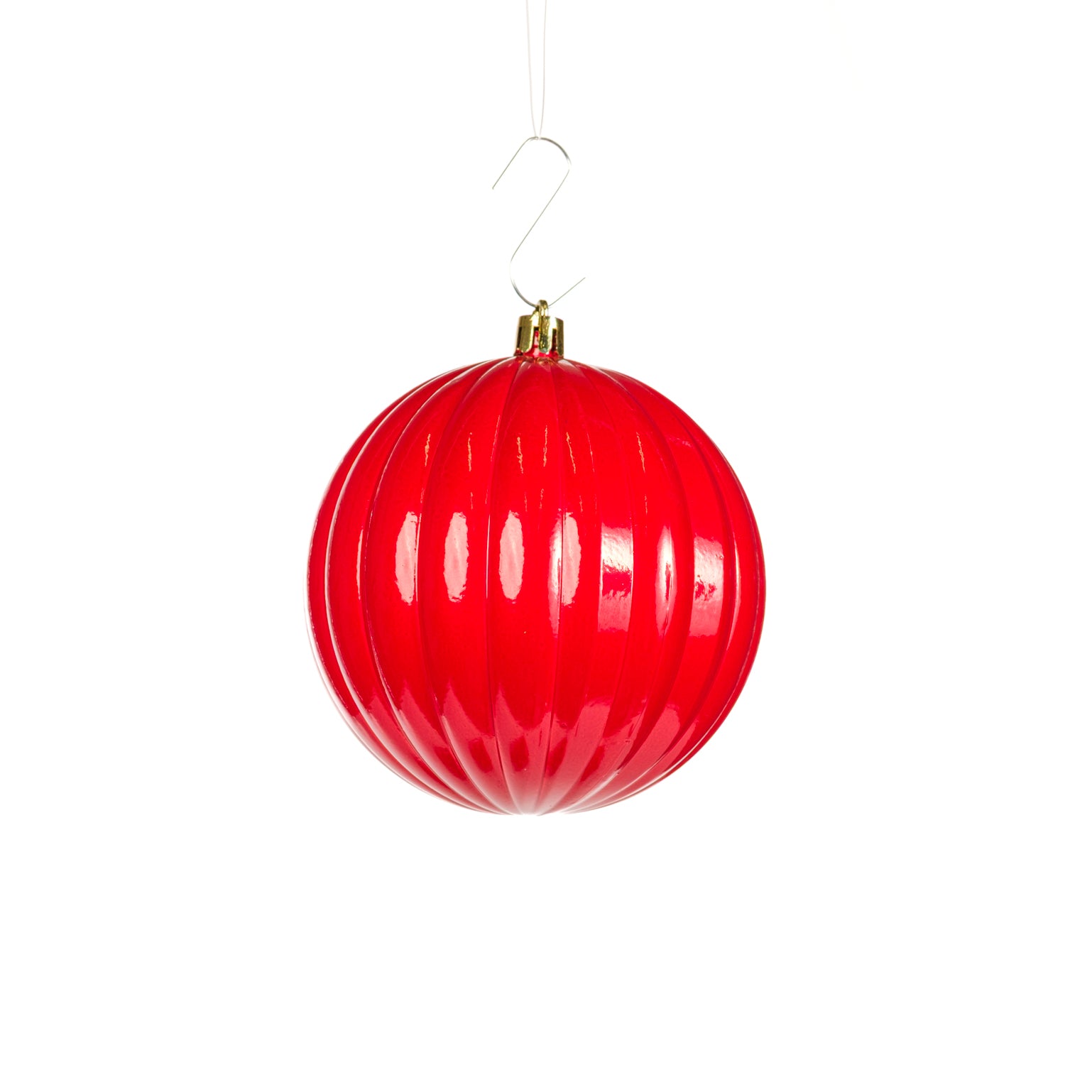 Palline in plastica rigate, colore rosso, diametro di 12CM
