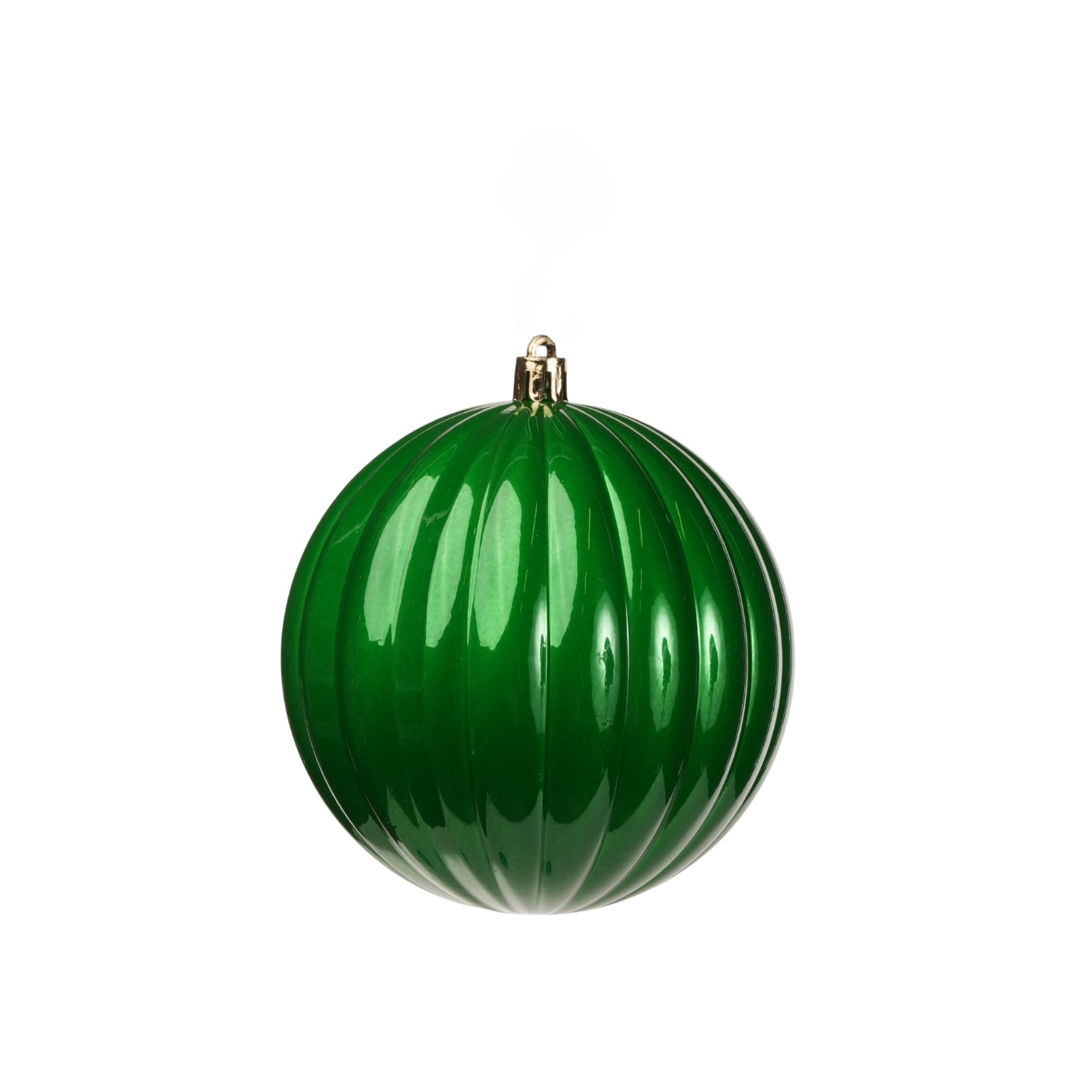 Pallina in plastica rigata, colore verde foresta, diametro di 15CM