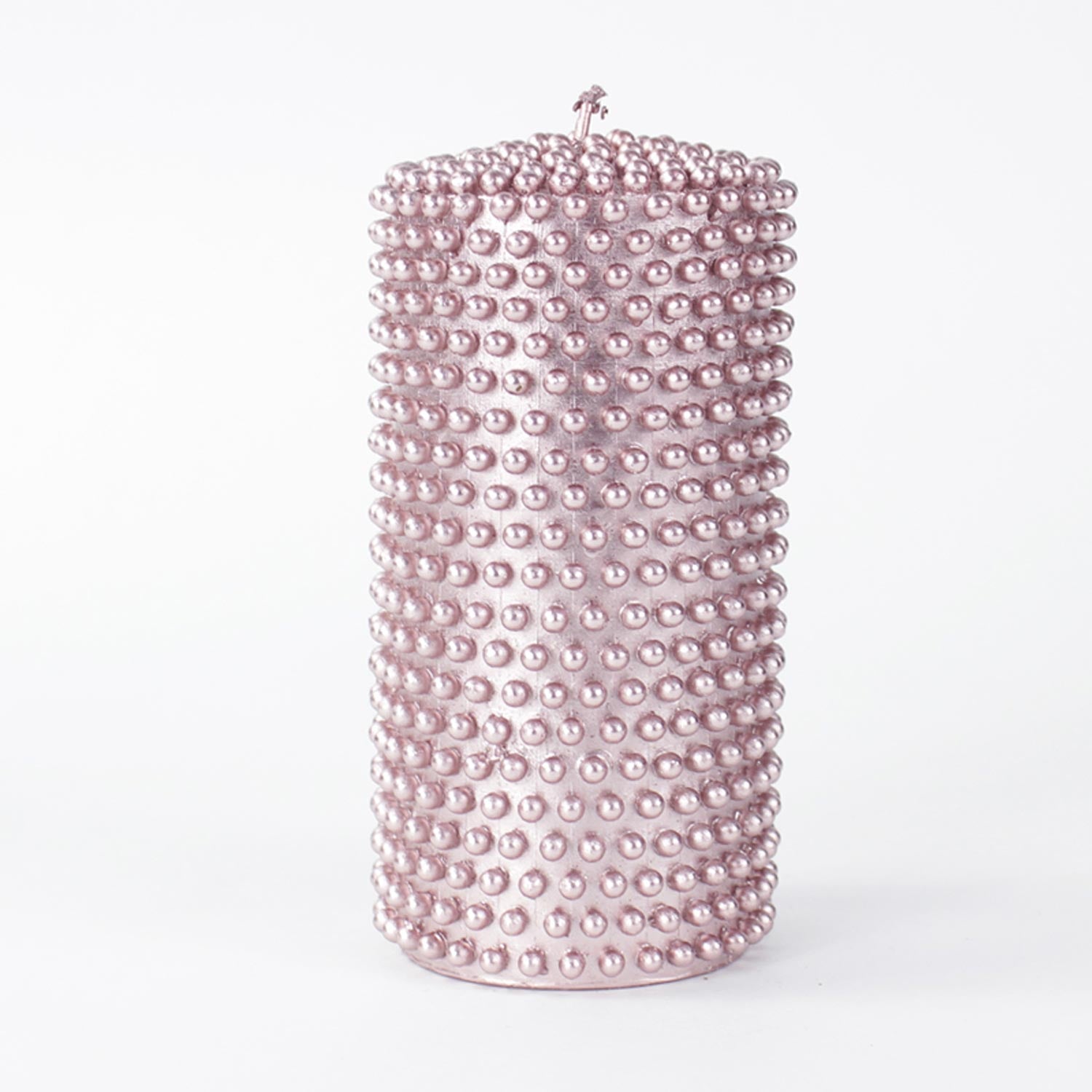 Candela cilindrica rosa con perle Ø 7CM X 20CM