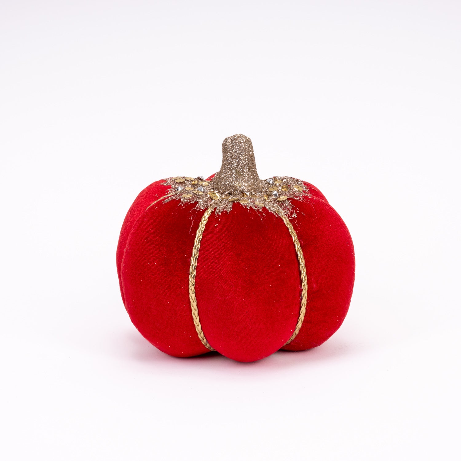 Zucca in velluto rosso, 20x20x16cm