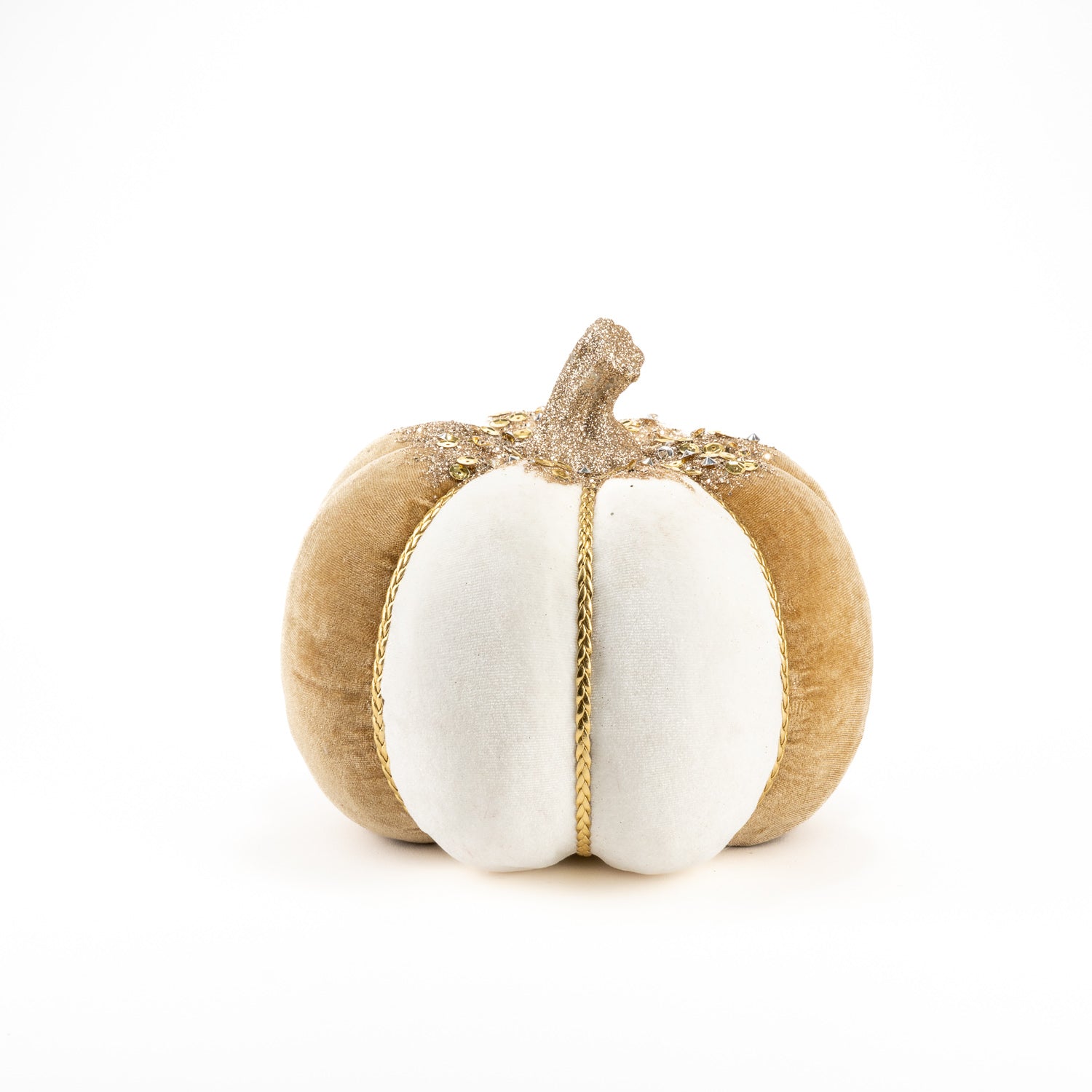 Zucca in velluto oro, 20x20x16cm