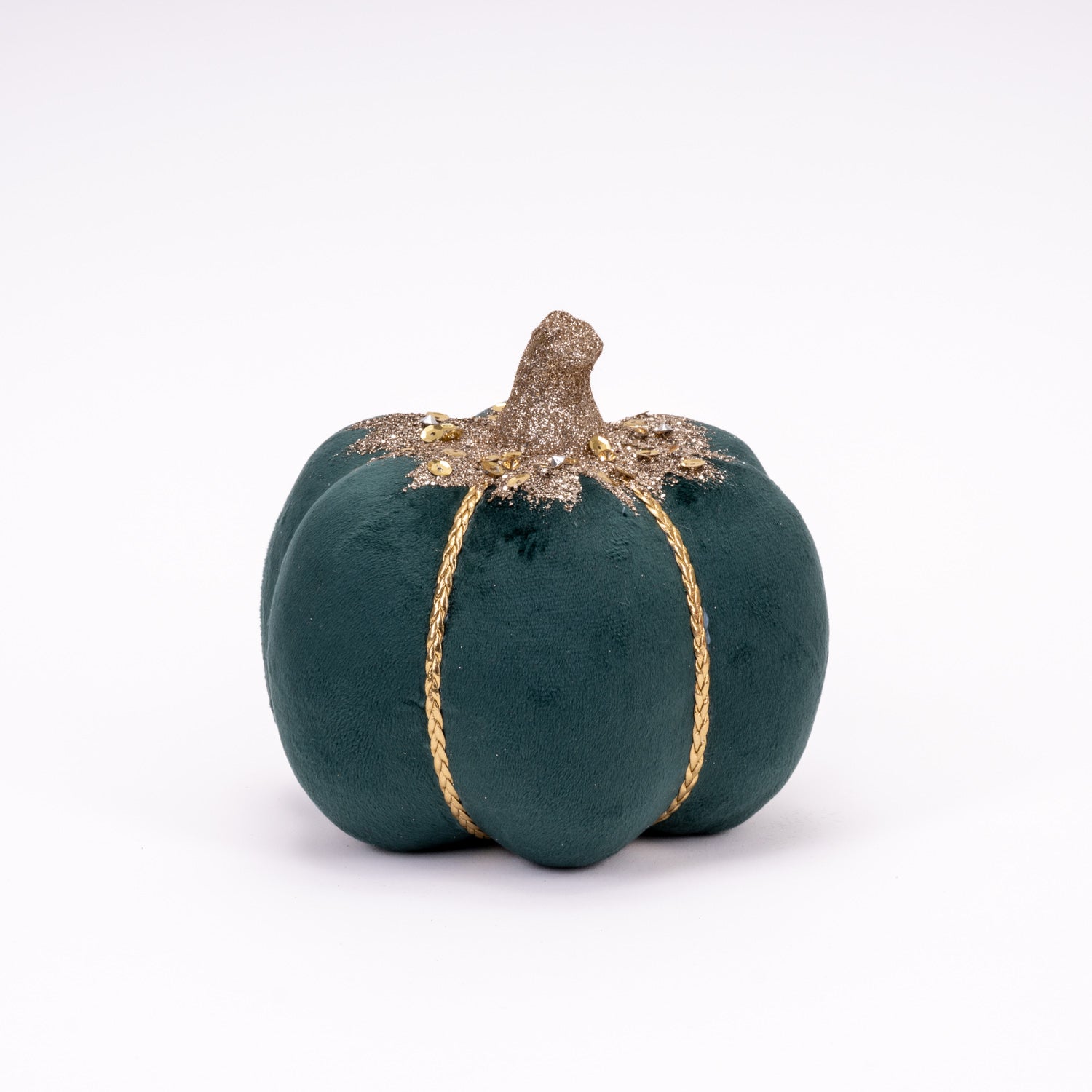 Zucca in velluto verde, 15x15x12cm