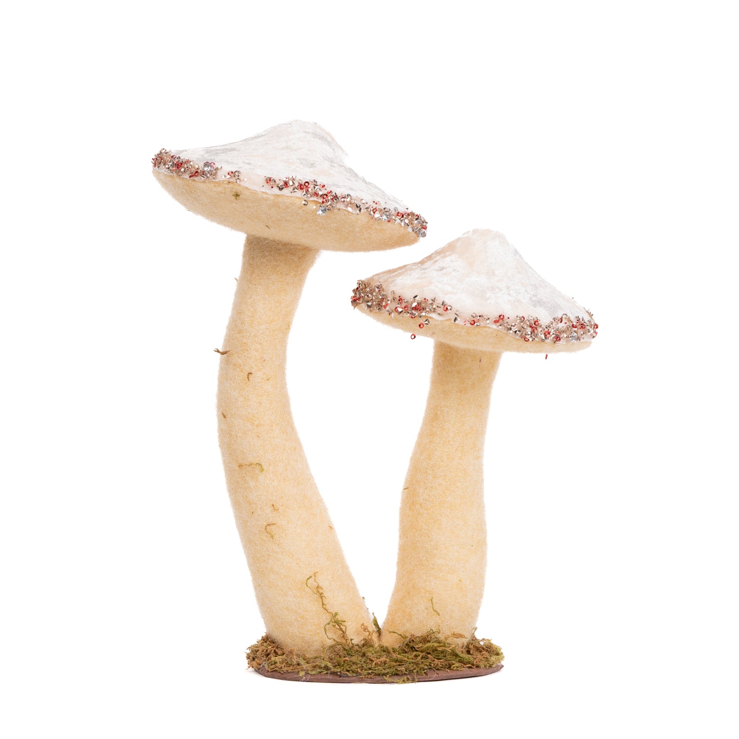 Decorazione 2 funghi crema, 24X14X30CM