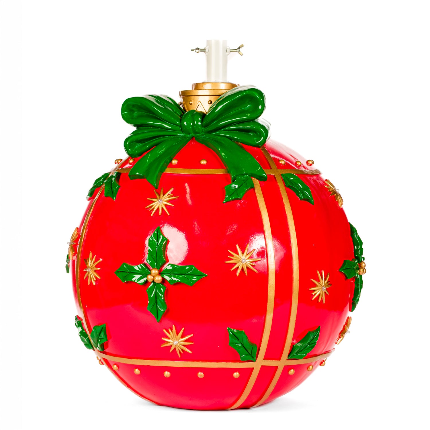 Base albero sfera con fiocco, base biancacon luci 51X51X61CM