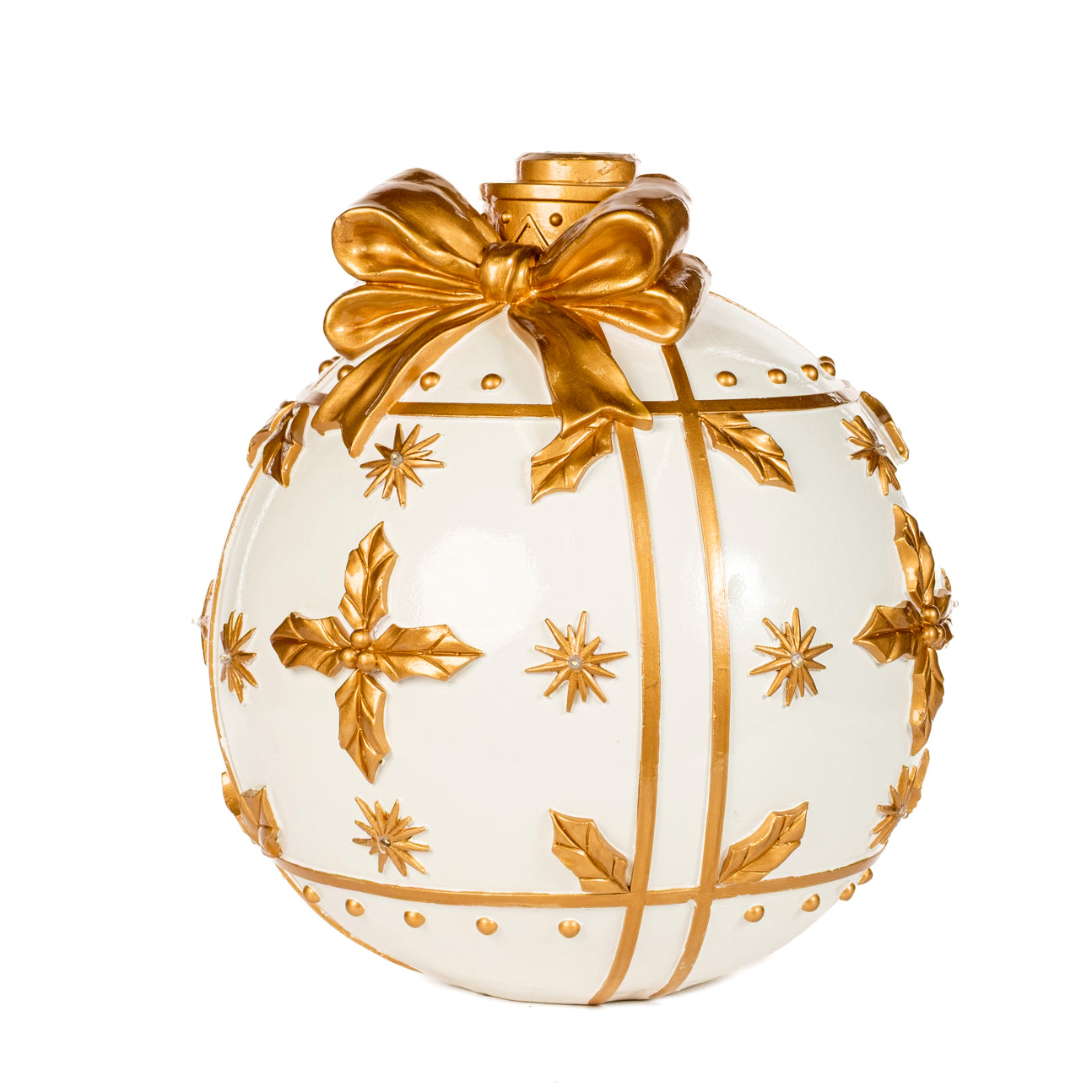 Base albero sfera con fiocco, base rossa con luci 40x40x42CM